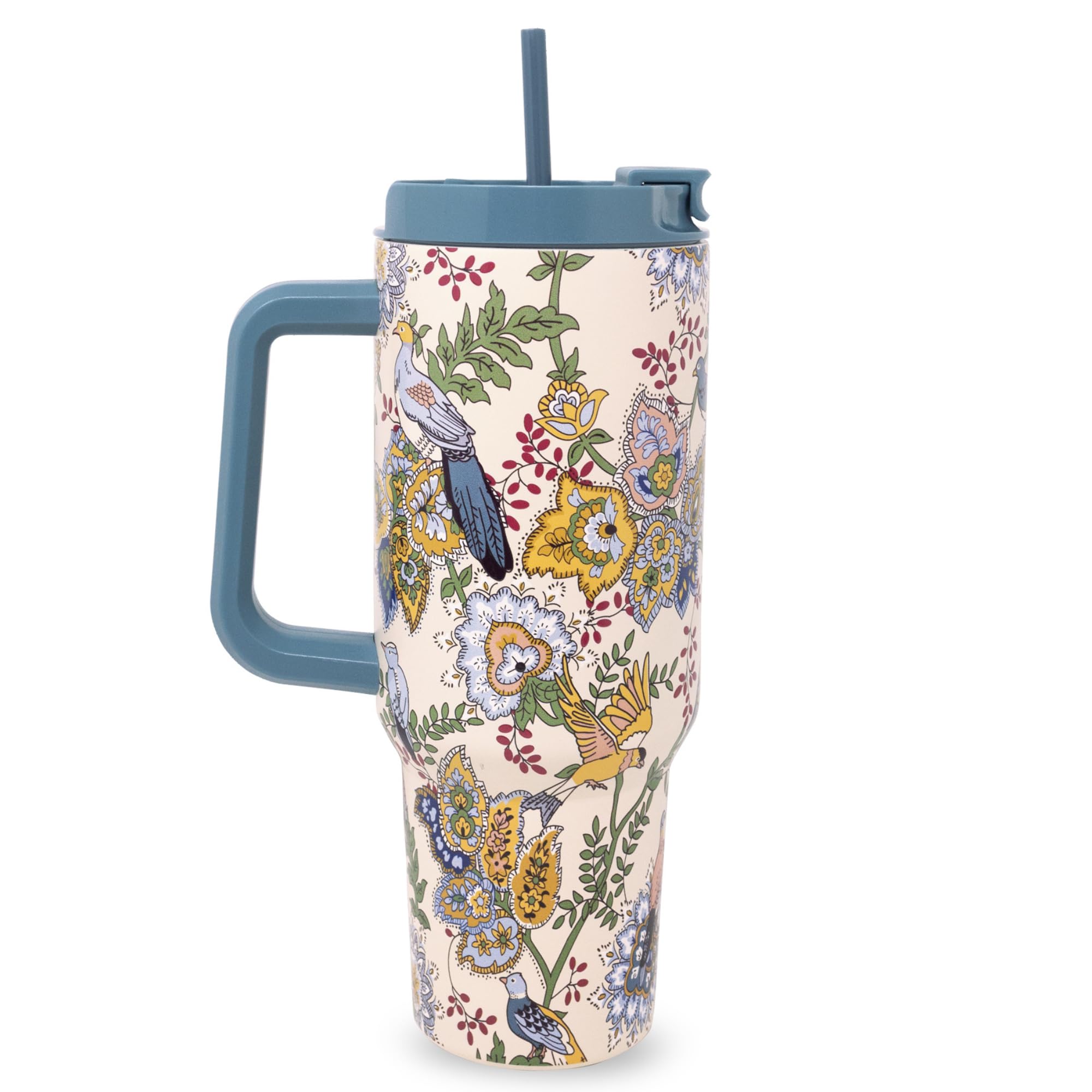 Vera Bradley 40 oz Tumbler with Straw, Prairie Blooms