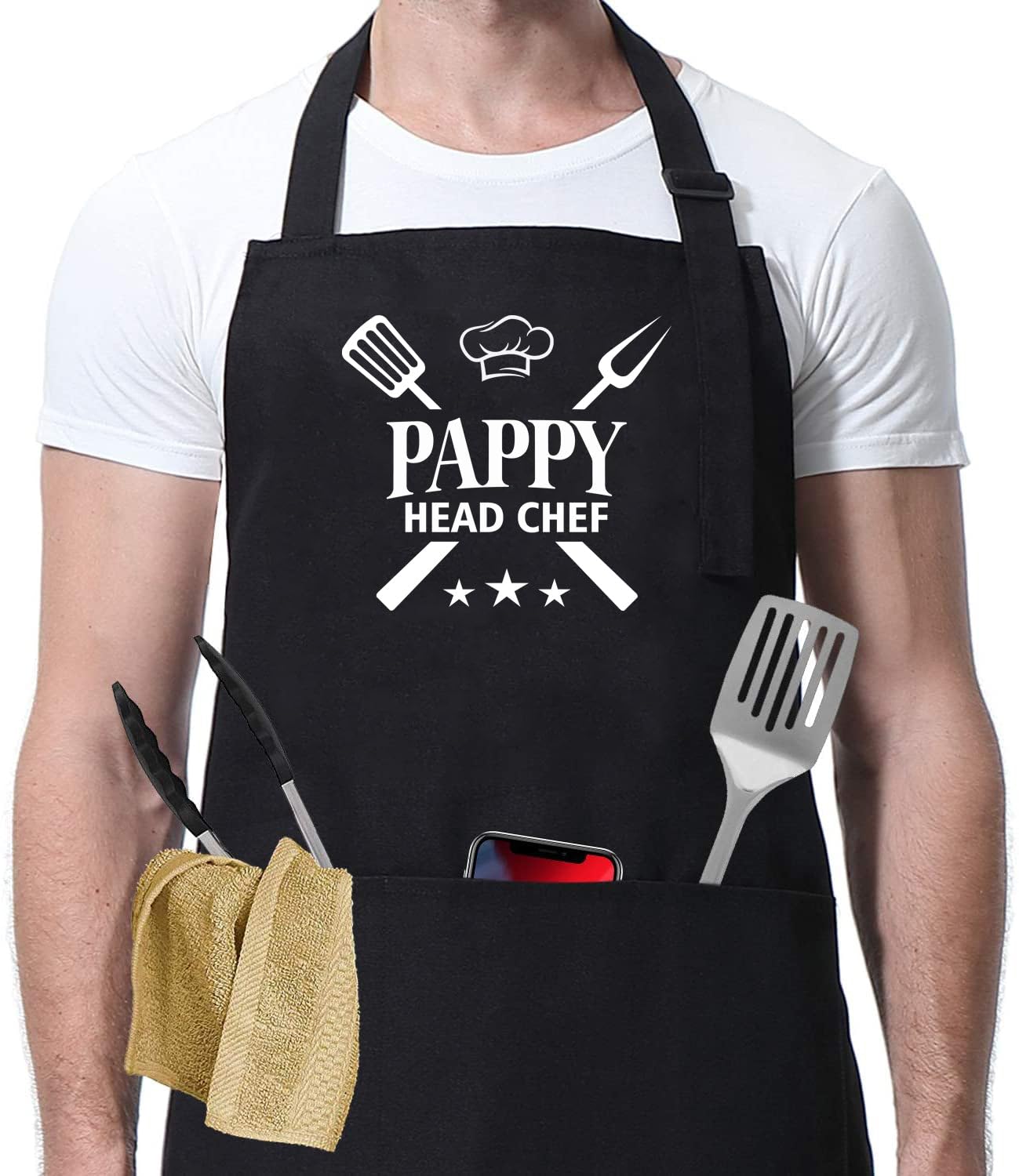 Acevedodesign Pappy Head Chef Apron  FatherS Day Gift  Birthday Gifts For Dad  Pappy Apron  MenS Apron  Head Chef Apron