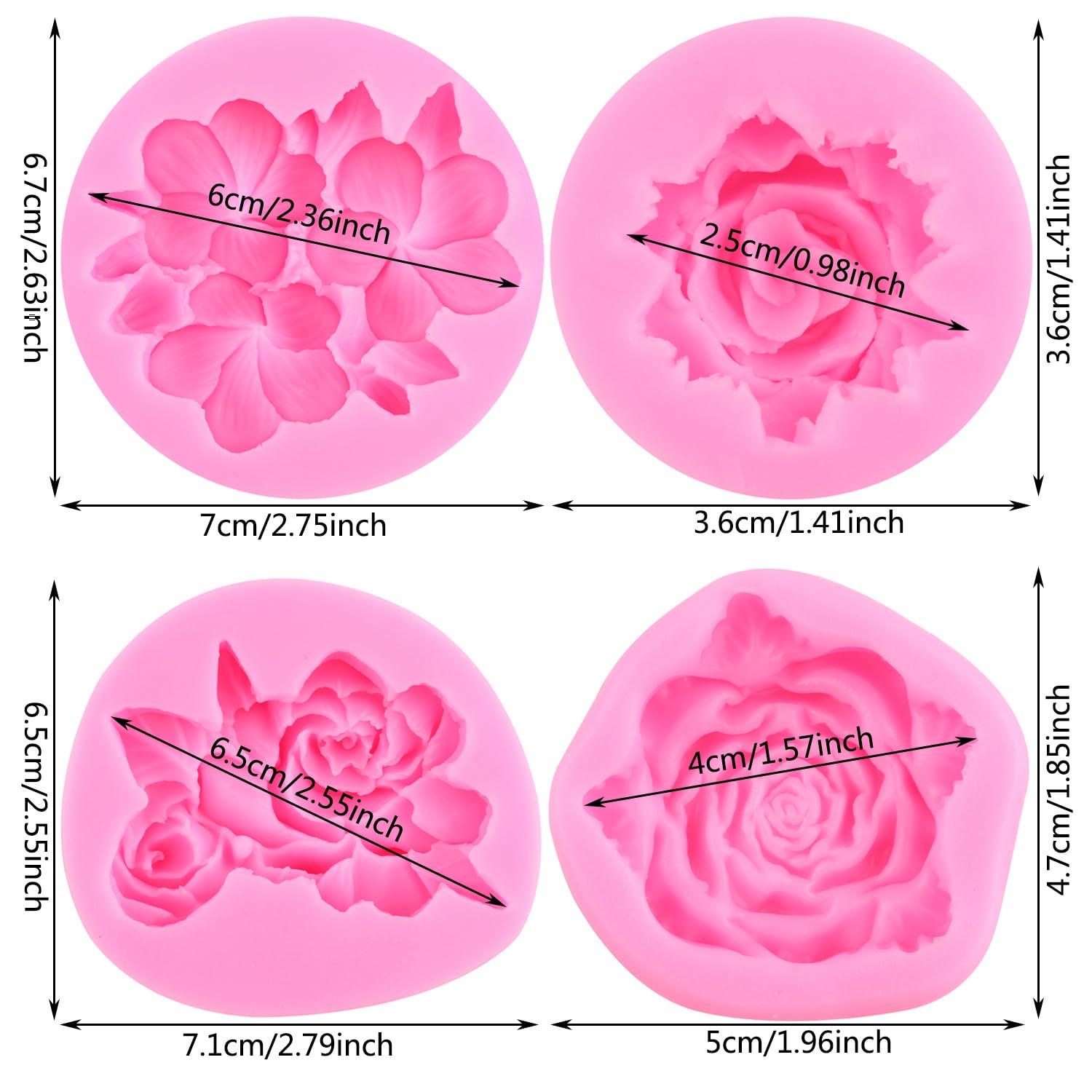 Zixiang Flower Silicone Molds Hibiscus Plumeria Rose Flower Fondant Silicone Molds For Cake Decorating Cupcake Topper Polymer Cl