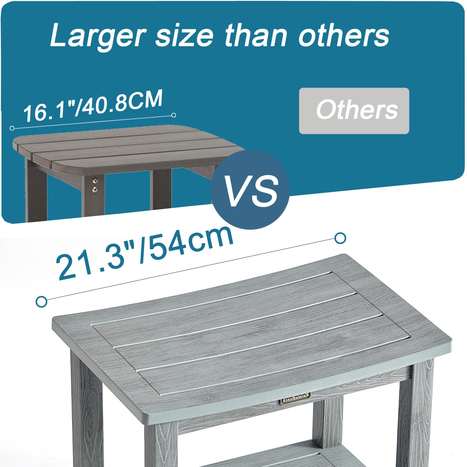 Heavy Duty Shower Bench For Inside Shower Waterproof, Large Hdps Shower Stool For Shaving Legs, Gray Poly Lumber Shower Foot Sto