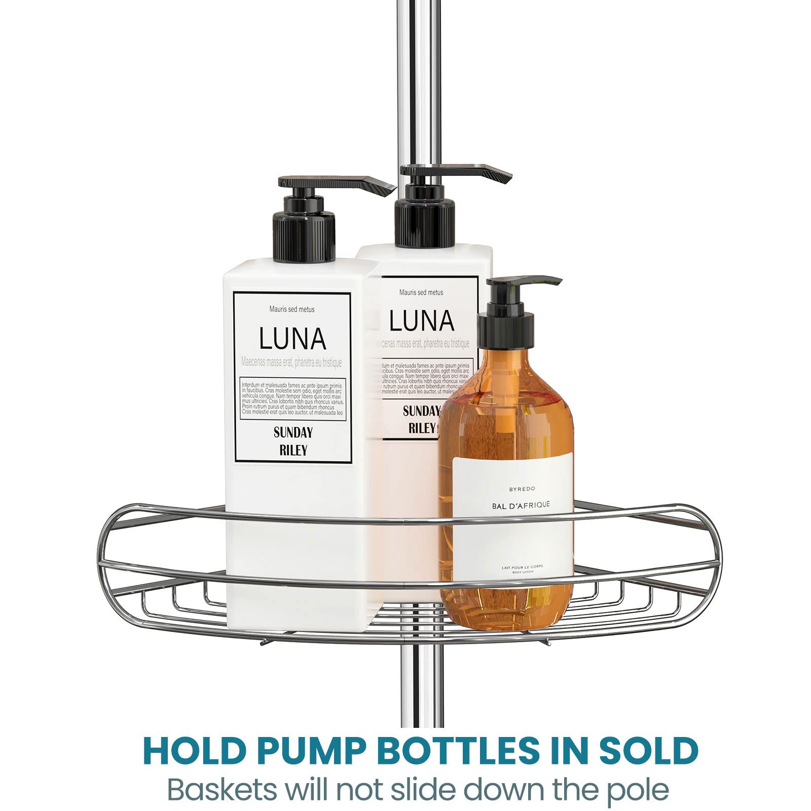 Allzone Corner Shower Caddy Tension Pole, 4-Tier Adjustable Shower Shelves, Rustproof Bathroom Shower Organizer Corner And Showe