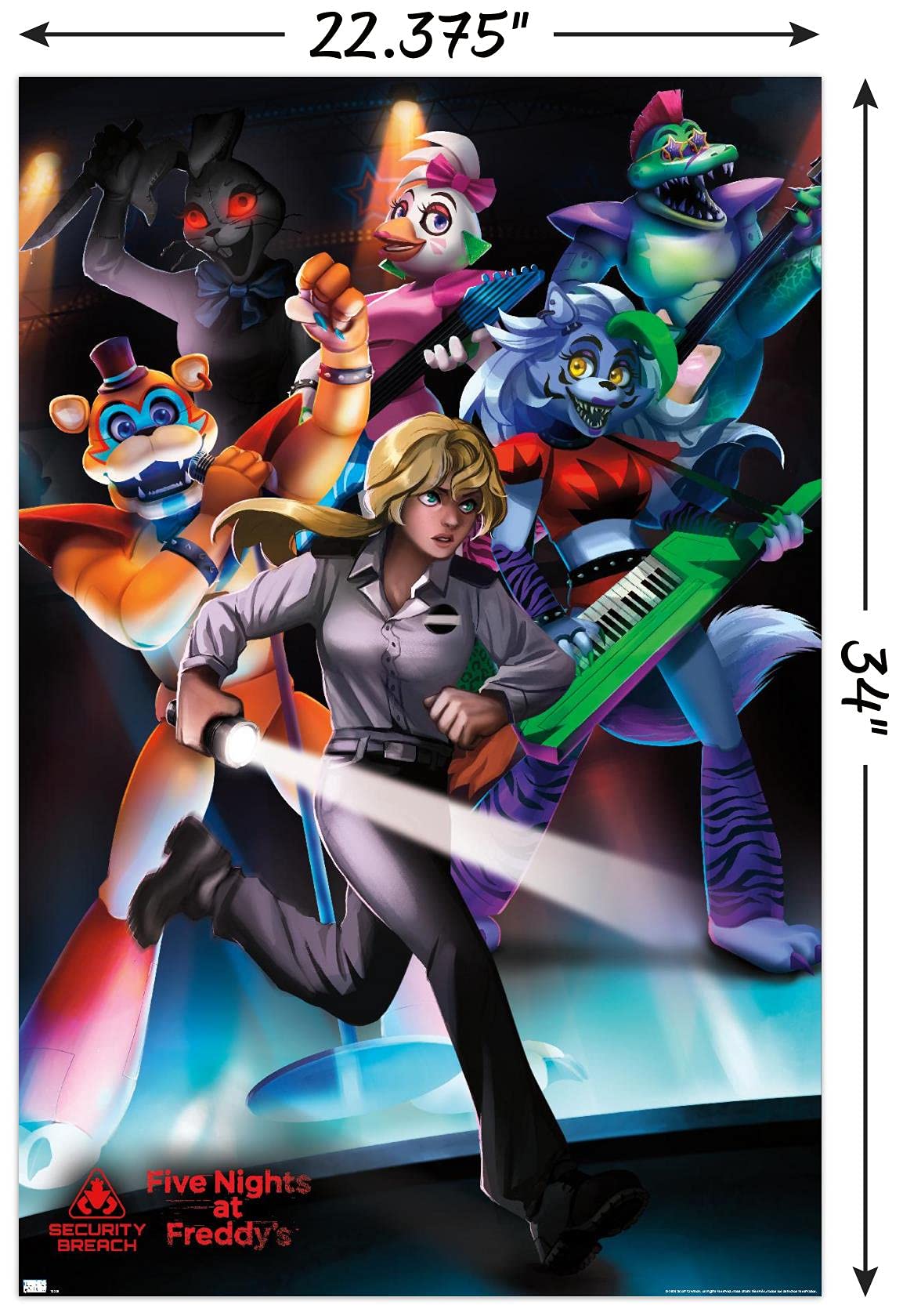 Trends International Five Nights At Freddy'S: Security Breach - Group Wall Poster, 22.375'' X 34'', Poster & Clip Bundle