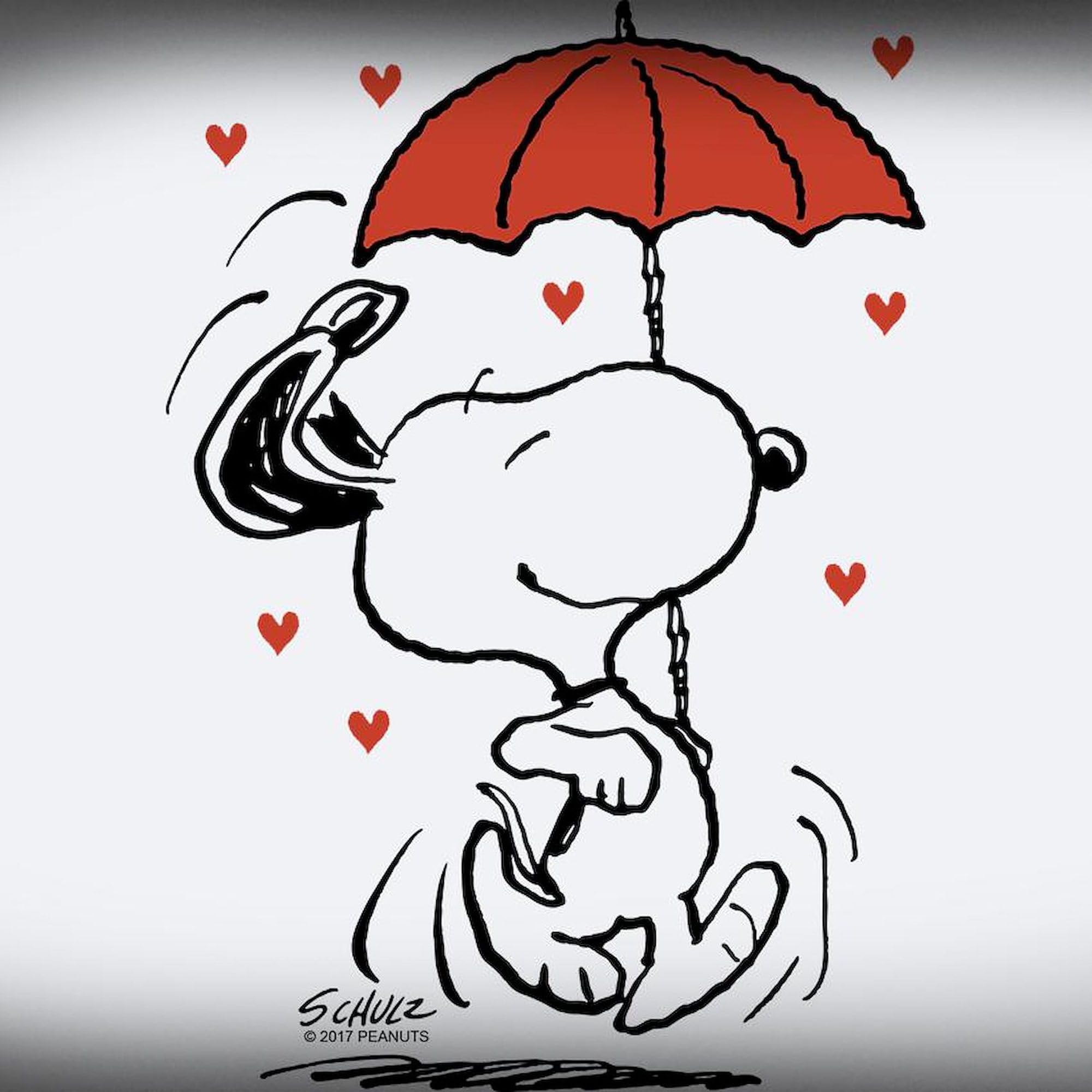 Cafepress Peanuts: Snoopy Raining Hearts Ceramic Magic Mug Coffee, Tea Cup 11 Oz