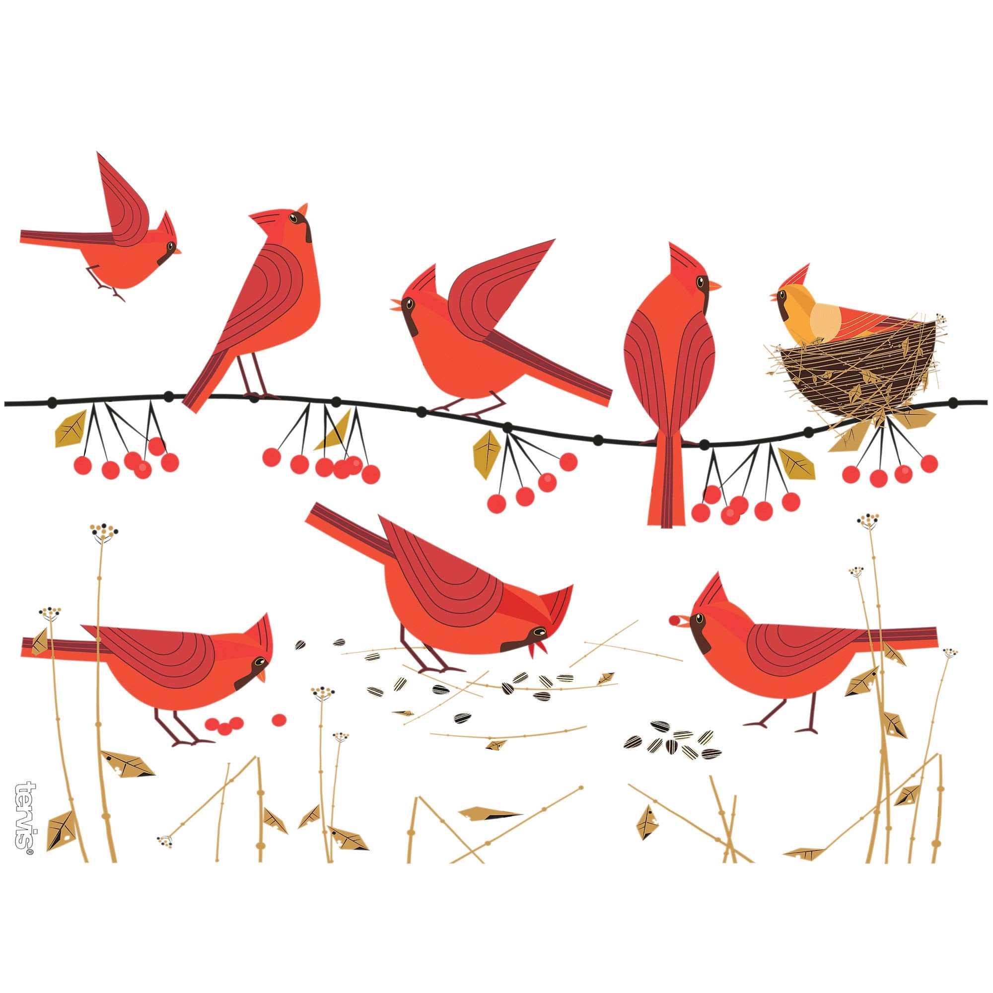 Tervis Made In Usa Double Walled Festive Holiday Season Cardinals Insulated Tumbler Cup Keeps Drinks Cold & Hot, 24Oz, Classic