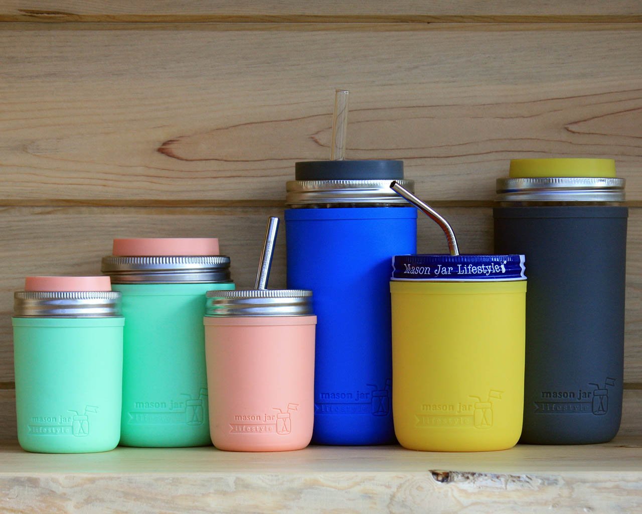 Silicone Drinking Lids with Rust Proof Stainless Steel Bands by Mason Jar Lifestyle (2 Pack  Ultra Violet  Wide Mouth)