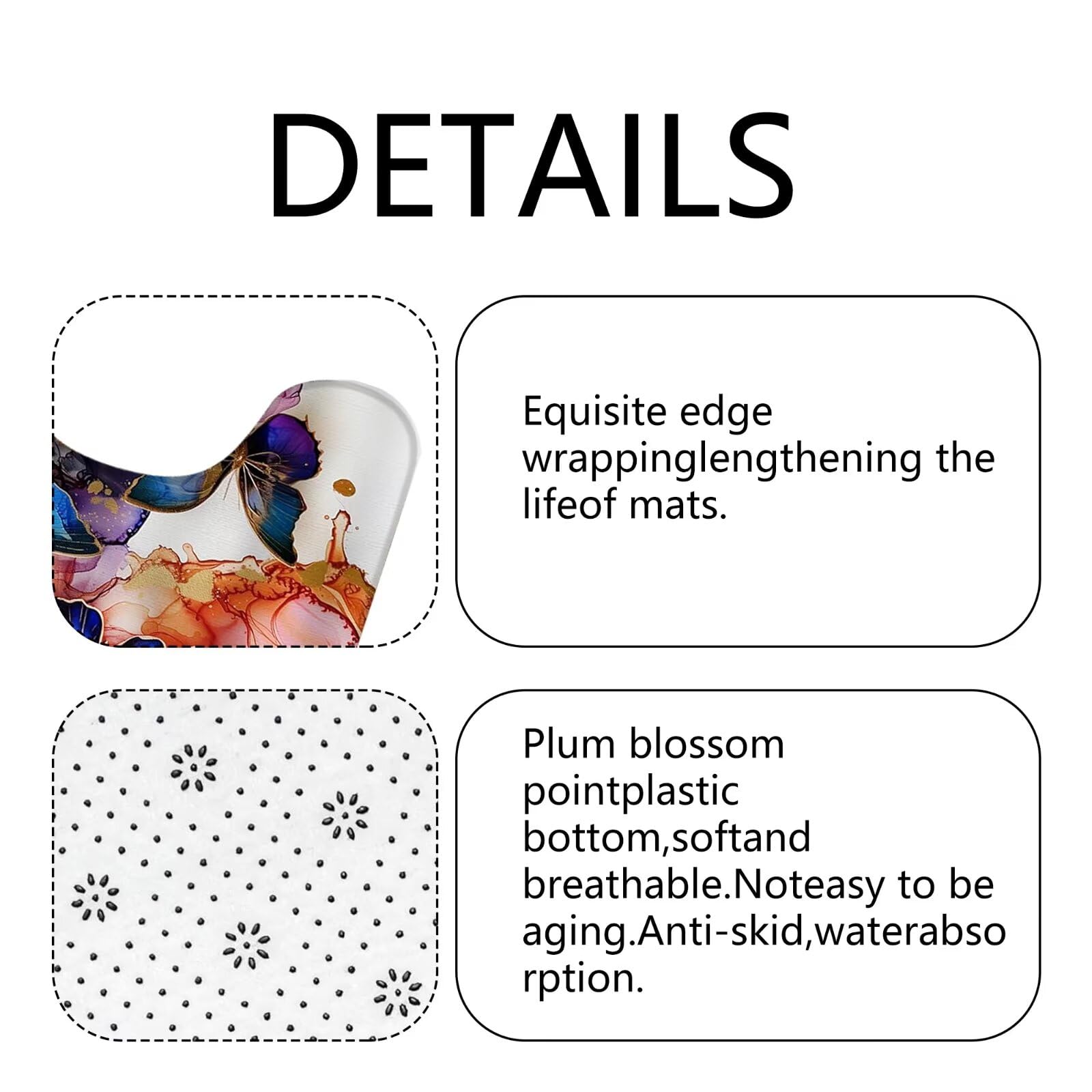 Pretyw 4 Pcs Romantic Blue Butterfly Shower Curtain Set Watercolor Pink Flowers Bathroom Sets Modern Home Bathroom Decor With Ru