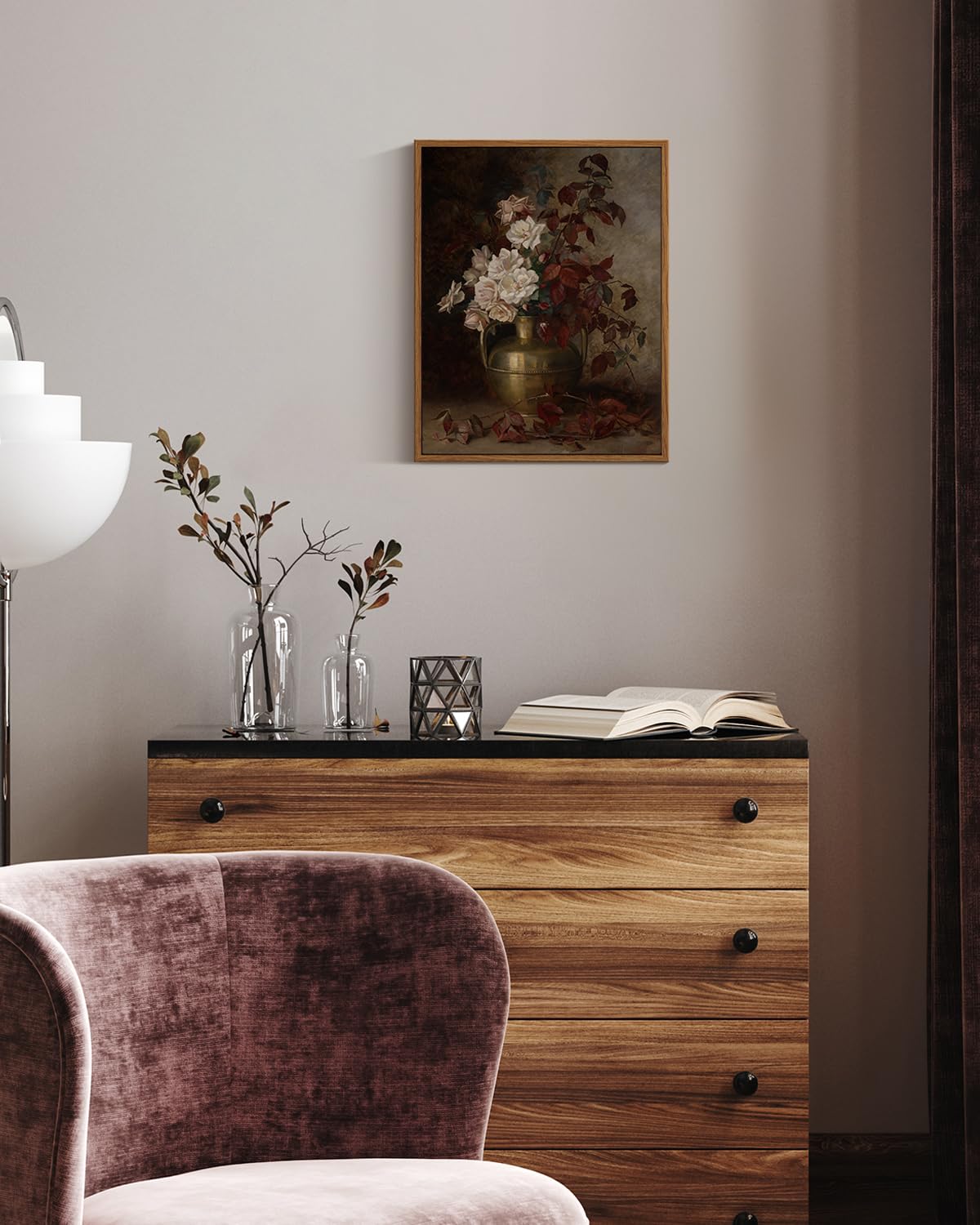 Viyyiea Vintage Floral Framed Wall Art, Rose Bouquet Flower Paintings ...