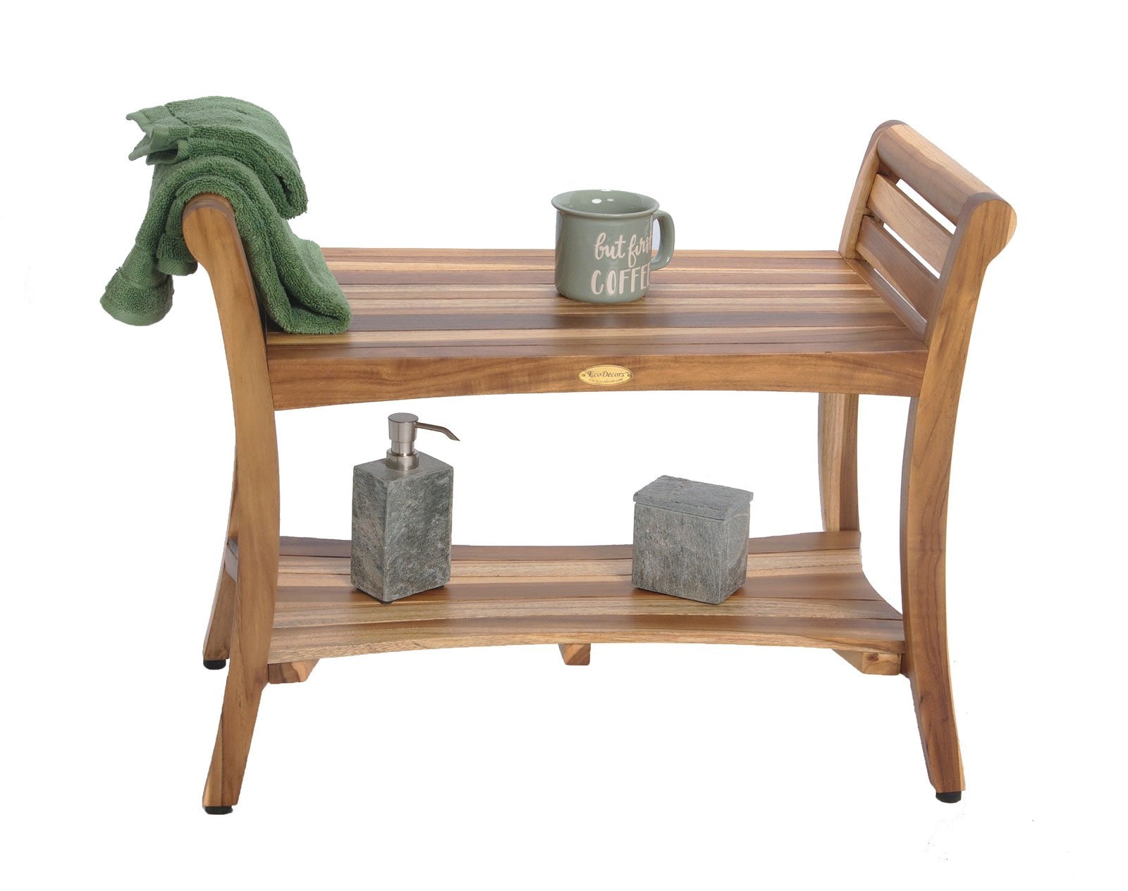 Ecodecors, Symmetry, 30'', Teak Shower Bench, Teak Shower Stool, Teak Bench For Inside Shower, Teak Shower Bench For Inside Show