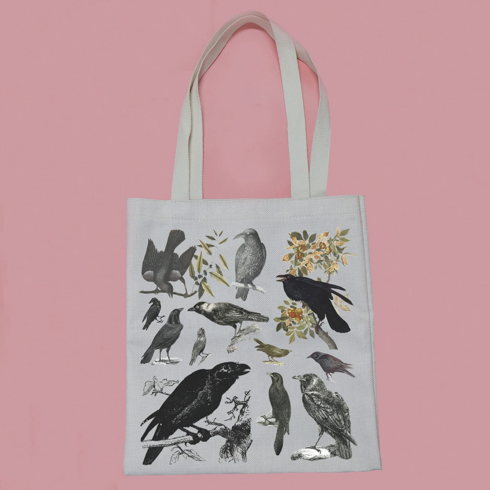 Pwhaoo Black Bird And Ravens Tote Bag Wild Bird Watching Gift Spooky Season Dark Academia Witchy Black Bird Mama Gift (Black Bir