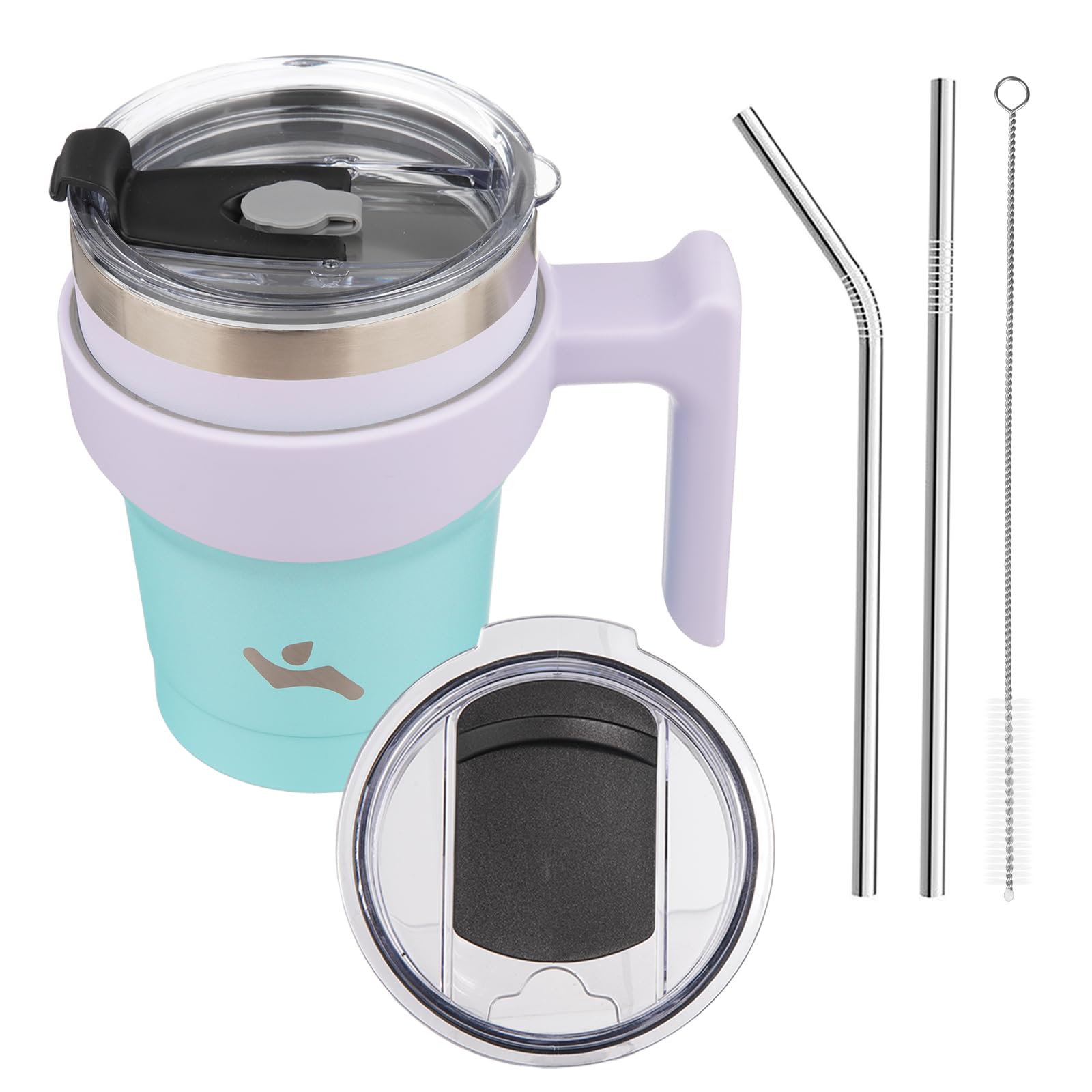Konokyo 10 oz Tumbler with Handle and 2 Straw 2 Lid, Insulated Water Bottle Stainless Steel Vacuum Cup Reusable Travel Mug, Lave