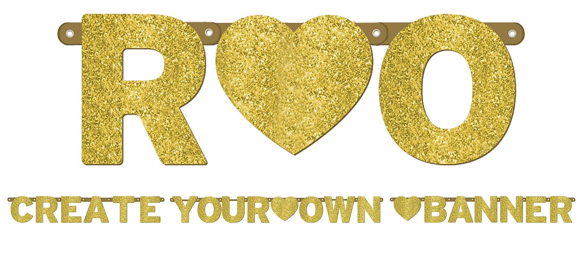 Amscan Gold Customizable Banner Glitter, One Size