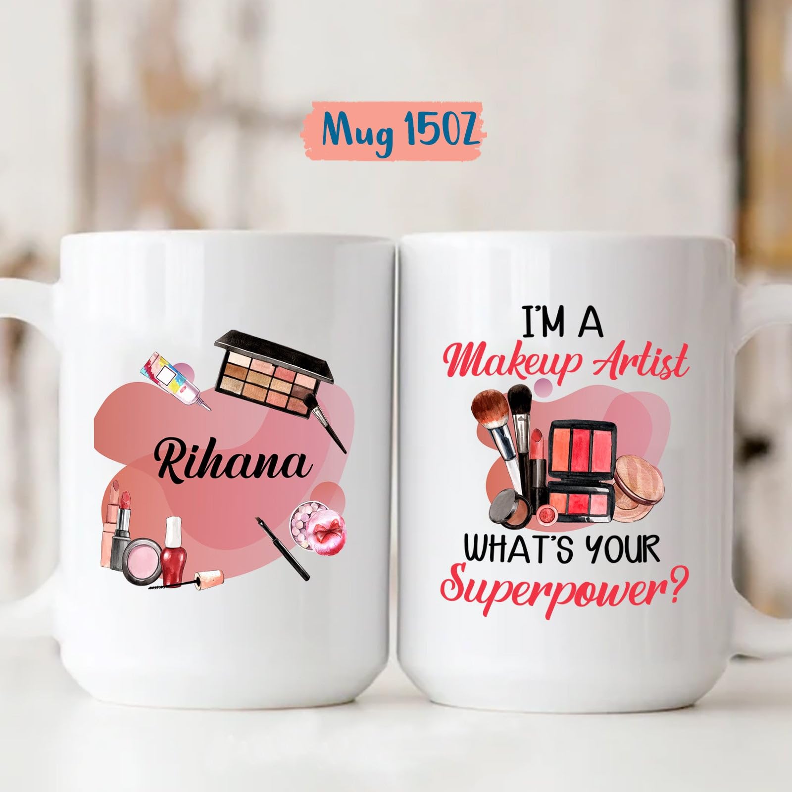 Makeup Artist Ceramic Mug, Gift For Cosmetologist, Personalized Makeup Artist Coffee Mug, Custom Esthetician Cup With Name, Make