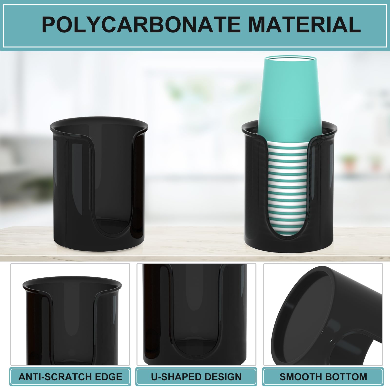 Byaway 5 Oz Bathroom Cup Dispenser Black, Disposable Mouthwash Cups Holder Fit 5Oz Paper Cups,Countertop Bathroom Cup Holder Mou