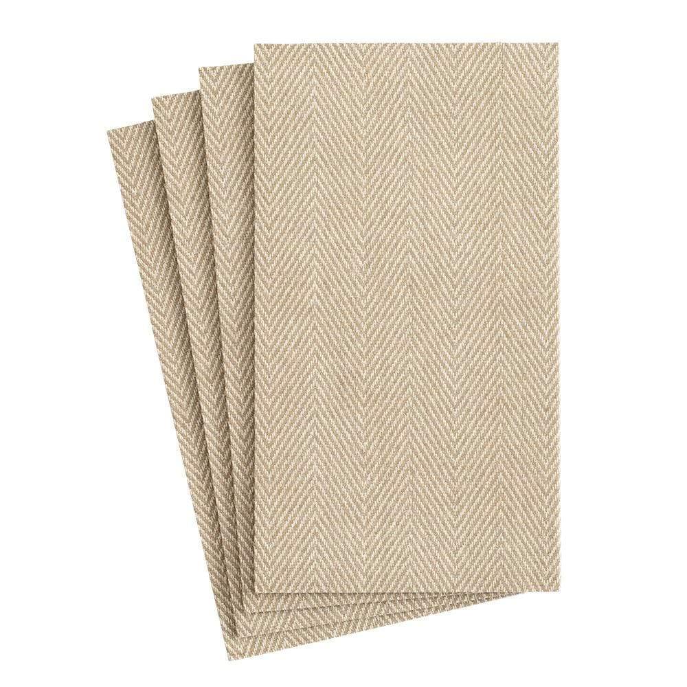 Caspari Natural Jute Paper Linen Guest Towel Napkins, Two Packs Of 12