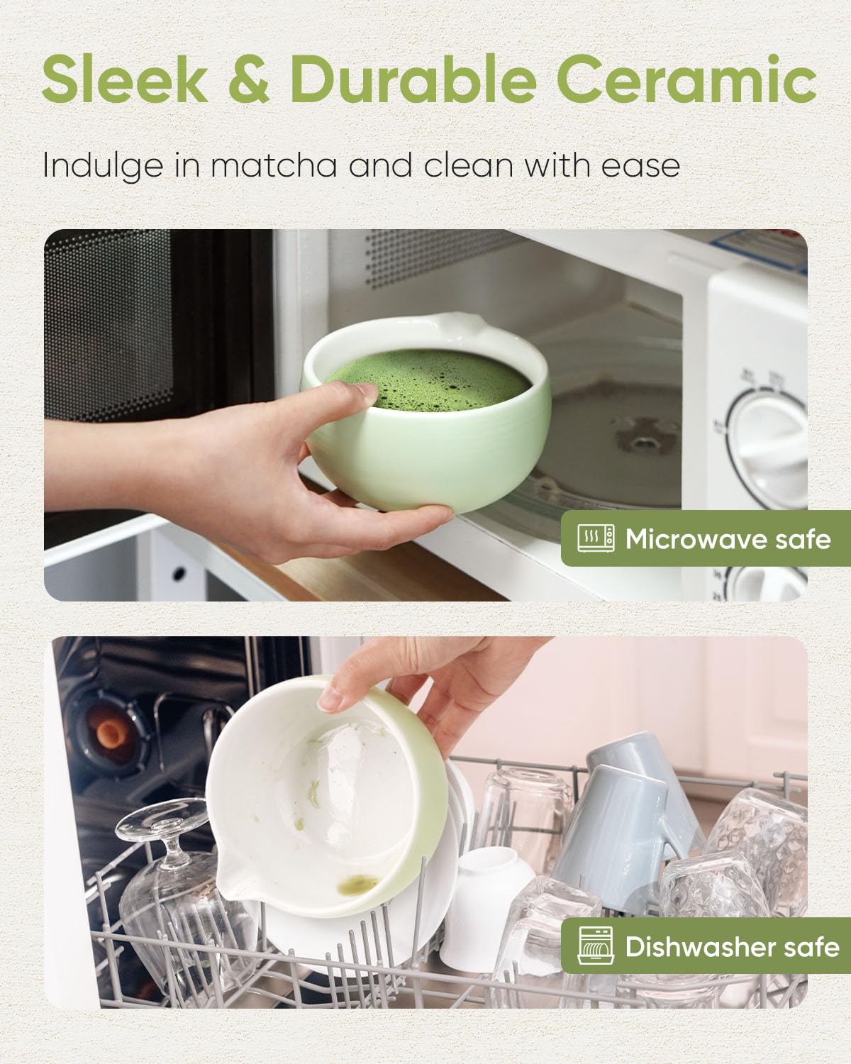 Joiish Traditional Matcha Bowl With Spout, Ceramic Matcha Tea Bowl (Chawan), Matcha Mixing Bowl For Whisking Matcha, Light Green