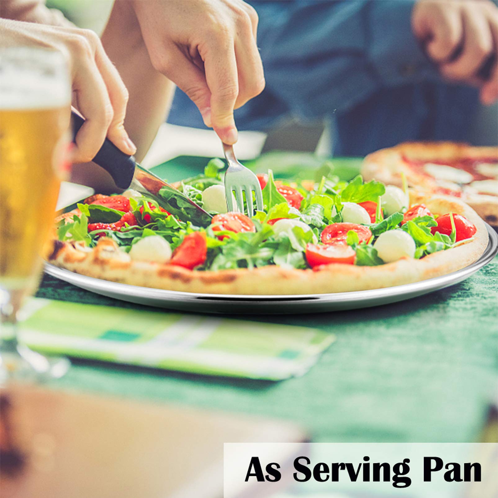 P&P Chef 10 Inch Pizza Pan Set Of 2, Stainless Steel Pizza Round Baking Trays, Crisper Oven Pan For Baking Serving, Healthy &Non
