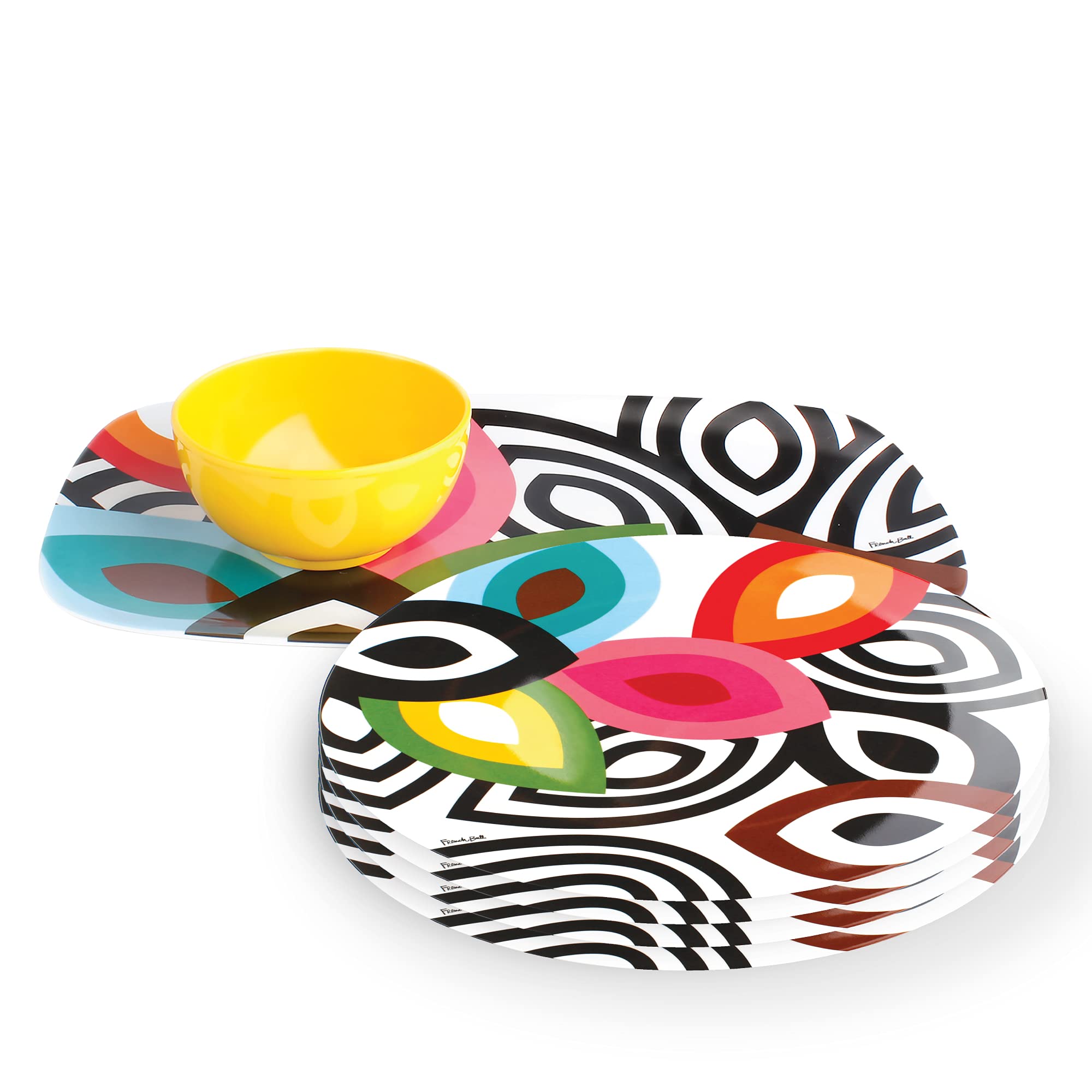 French Bull Plates - 4 Piece Set - 11 inch Melamine Dinner Plate Set - Melamine Dinnerware for Indoor and Outdoor - Foli