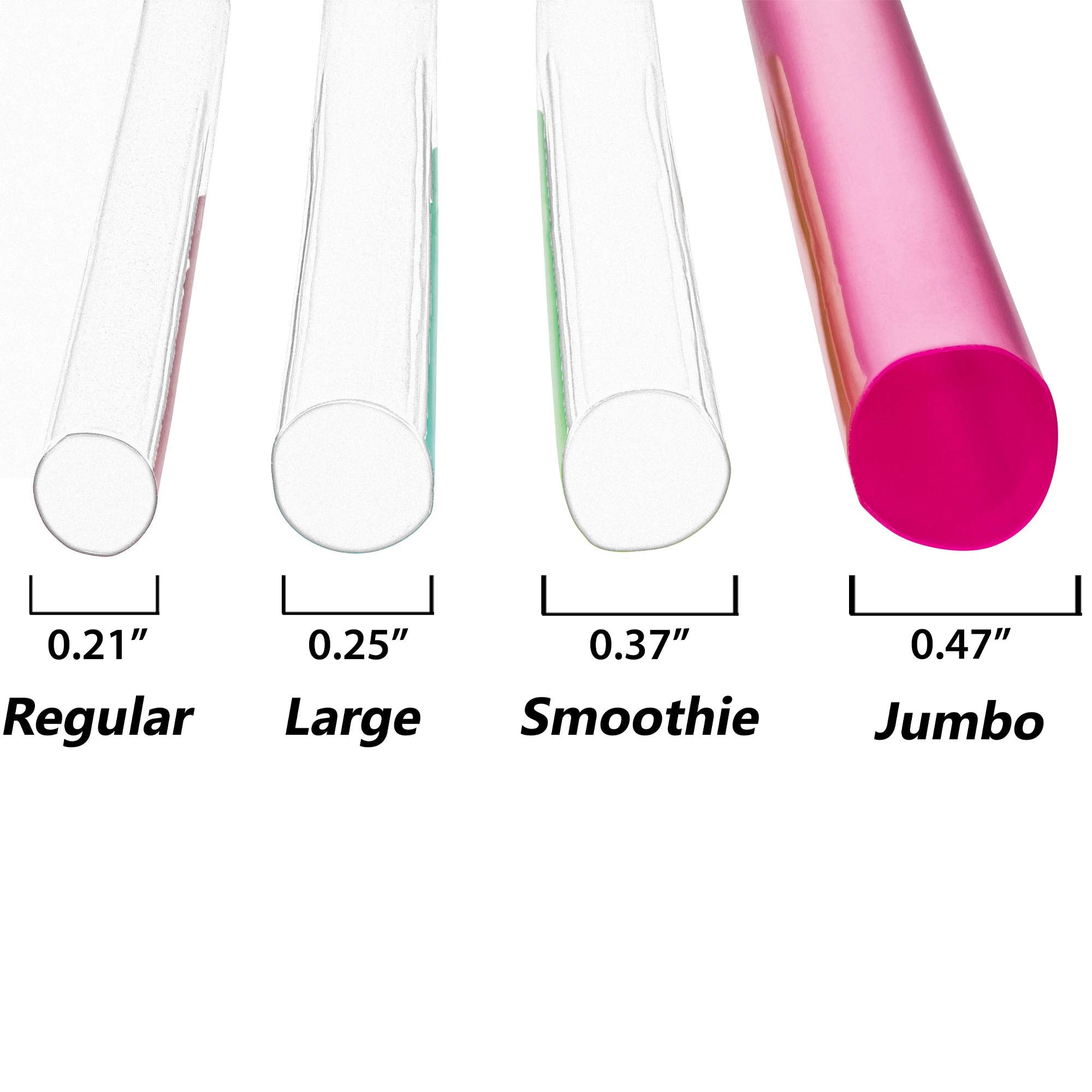 Jumbo Milkshake Straws Individually Wrapped, 300 Pack, Extra Wide Smoothie 0.47'' Multi Colored Disposable Fat Boba Tea Straw, B