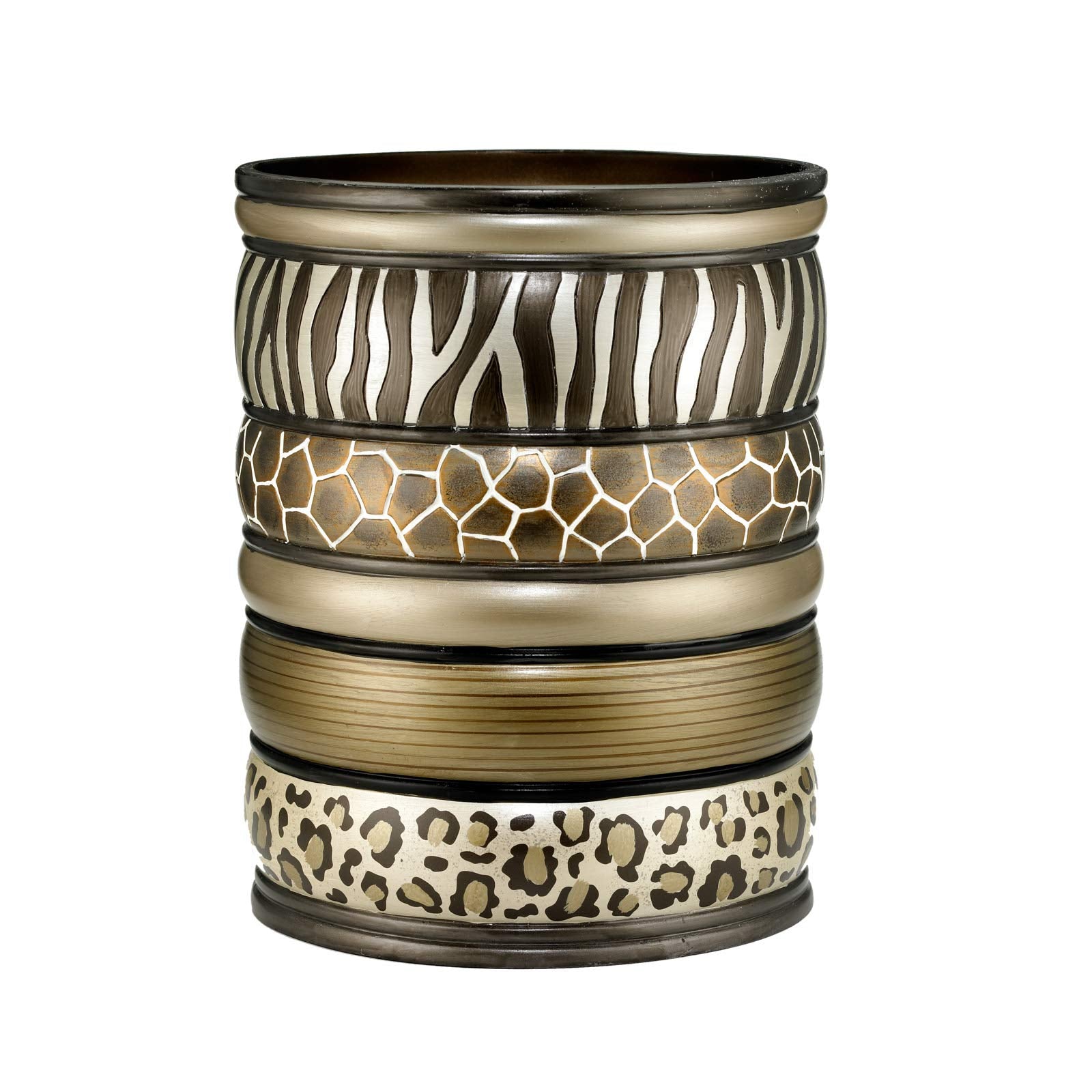 Popular Bath Safari Stripes, Waste Basket, Chocolate