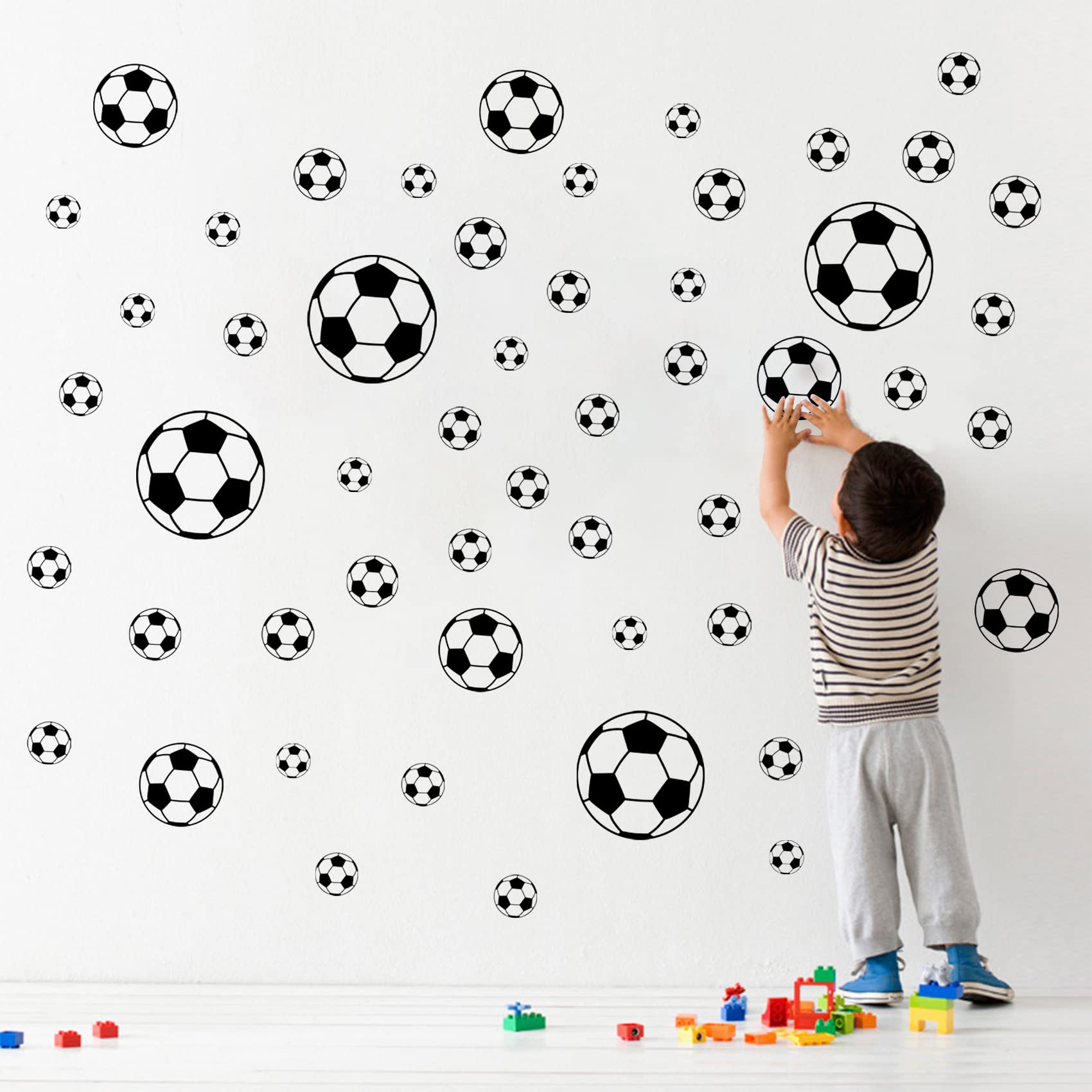 52 Pcs Soccer Stickers, Easy To Peel And Stick Soccer Balls Wall Stickers, Wall Art Diy Football Decor Decals For Kids Room, Boy