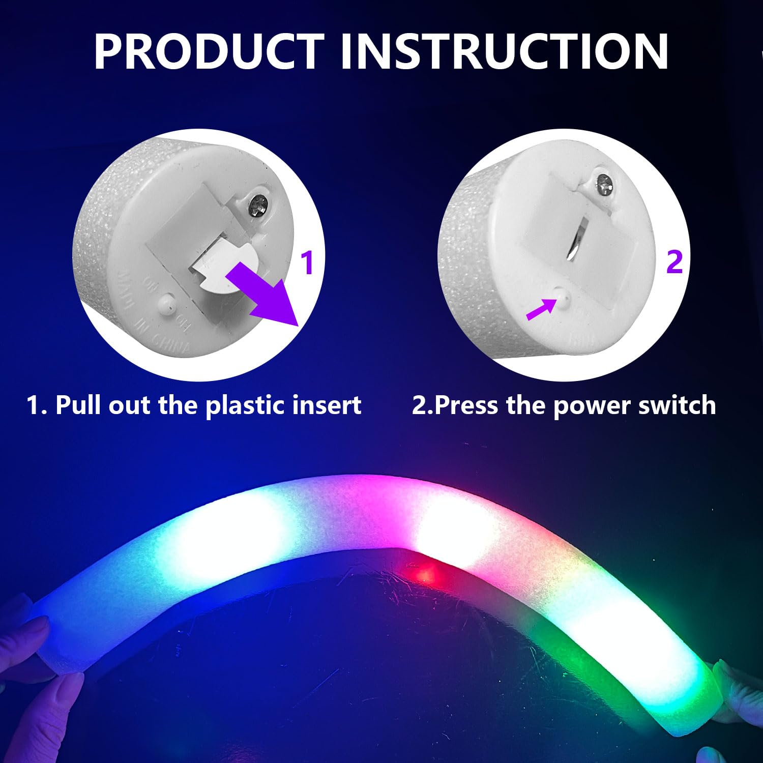 KitchenGenie 68 Pack LED Foam glow sticks, glow sticks for wedding with 3 Modes Colorful Flashing, Glow Stick Bulk Party Pack fo