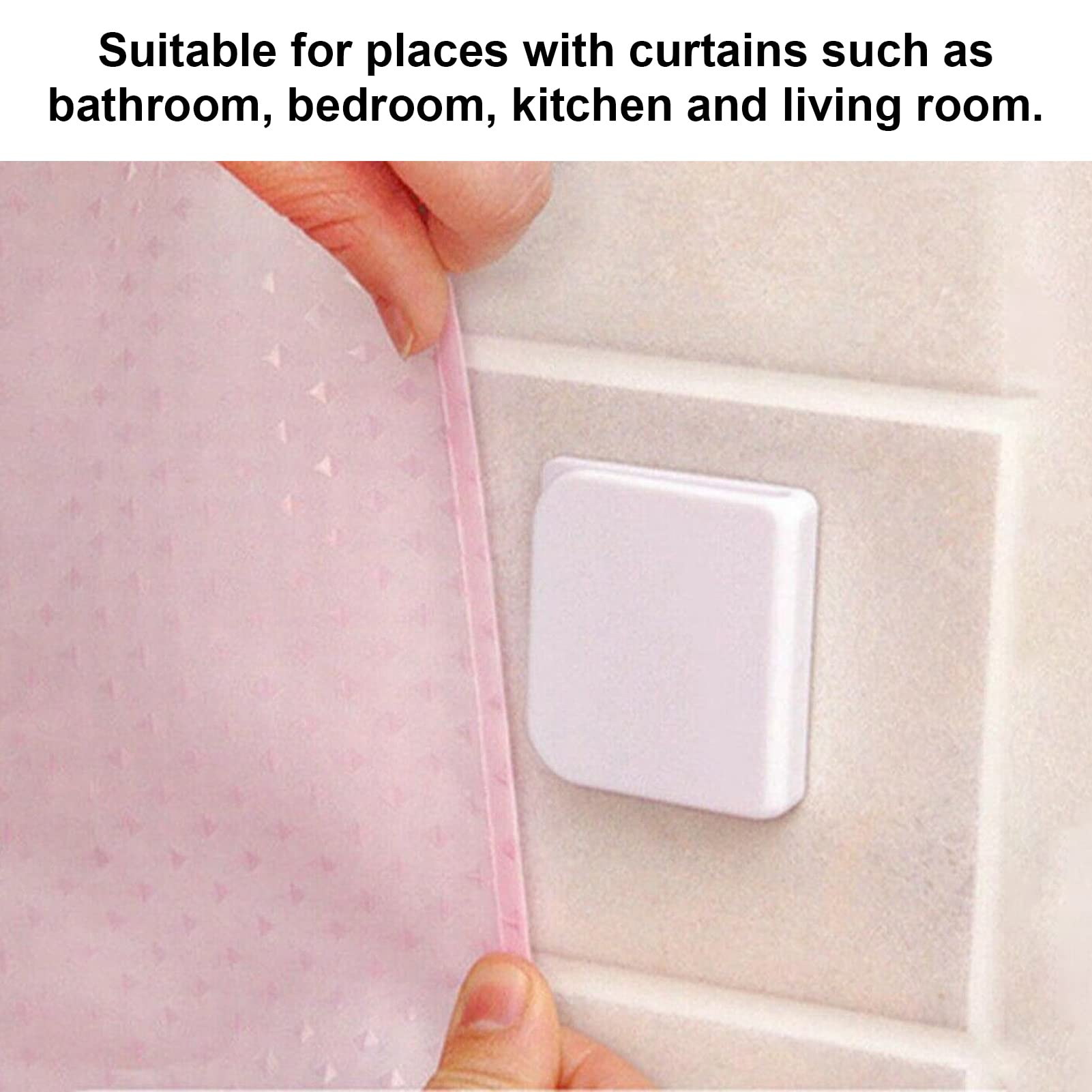 Shower Curtain Clips, 1.77X1.97In 6Pcs/Set White Shower Splash Guard Holder Self Adhesive Windproof Splash Clip For Home Bathroo