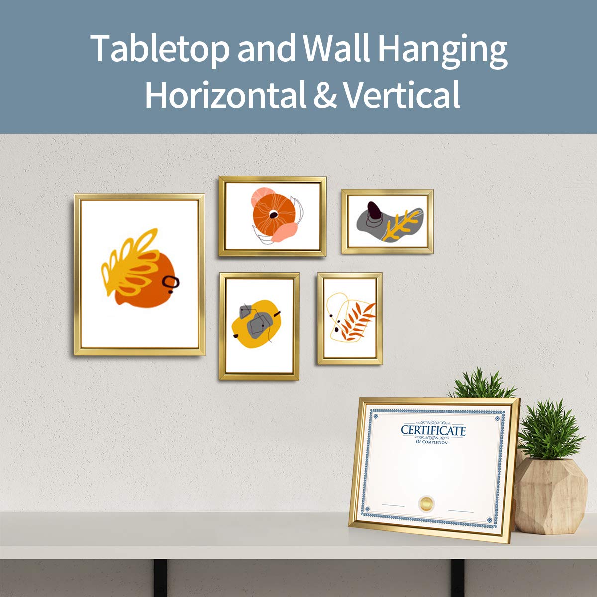 Giverny 4x4 Picture Frames, Gold Photo Frames for Wall or Tabletop Display, Simple Design Glossy Finish Frame Perfect for Home D