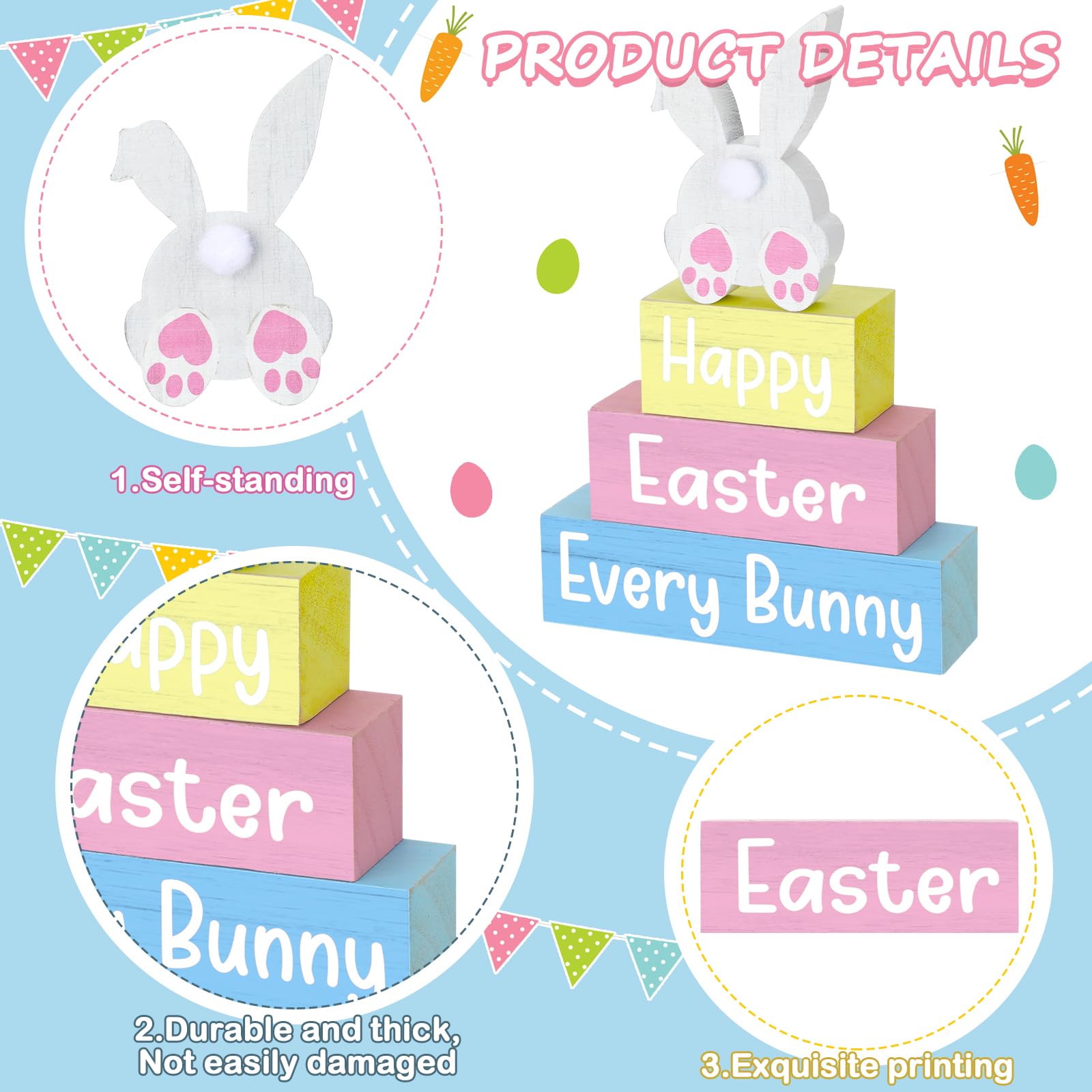 Motionchic 4 Pcs Easter Table Decorations He Is Risen Wooden Table Sign Religious Wood Centerpiece Easter Cross Blocks Farmhouse