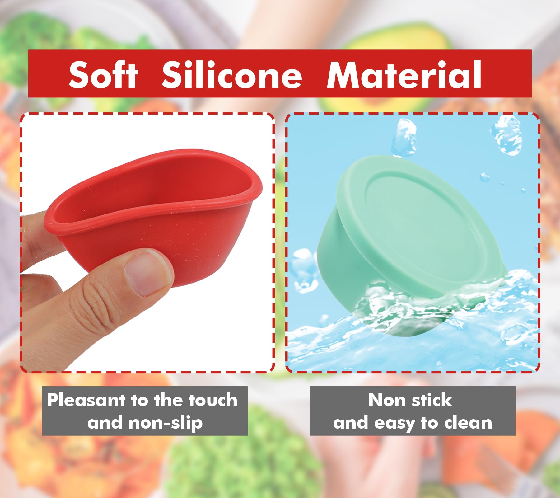 Koluti 6 Pack Salad Dressing Container To Go, Nonstick Silicone 1.6Oz Sauce Cup For Lunch Bento, Small Condiment Storage Box Wit