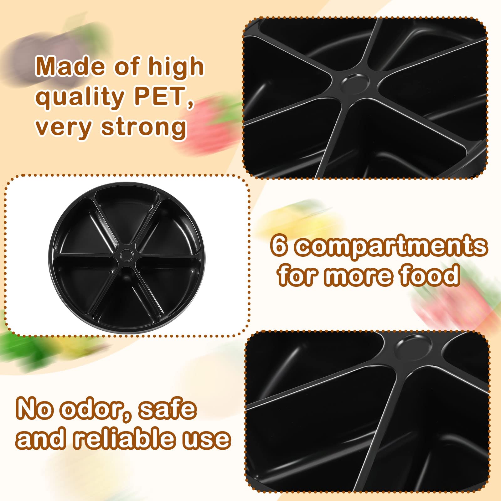 Baderke 10 Pack 10 Inches Round Plastic Serving Tray 6 Sectional Plastic Appetizer Tray With Lid Clear Food Platters Round Platt