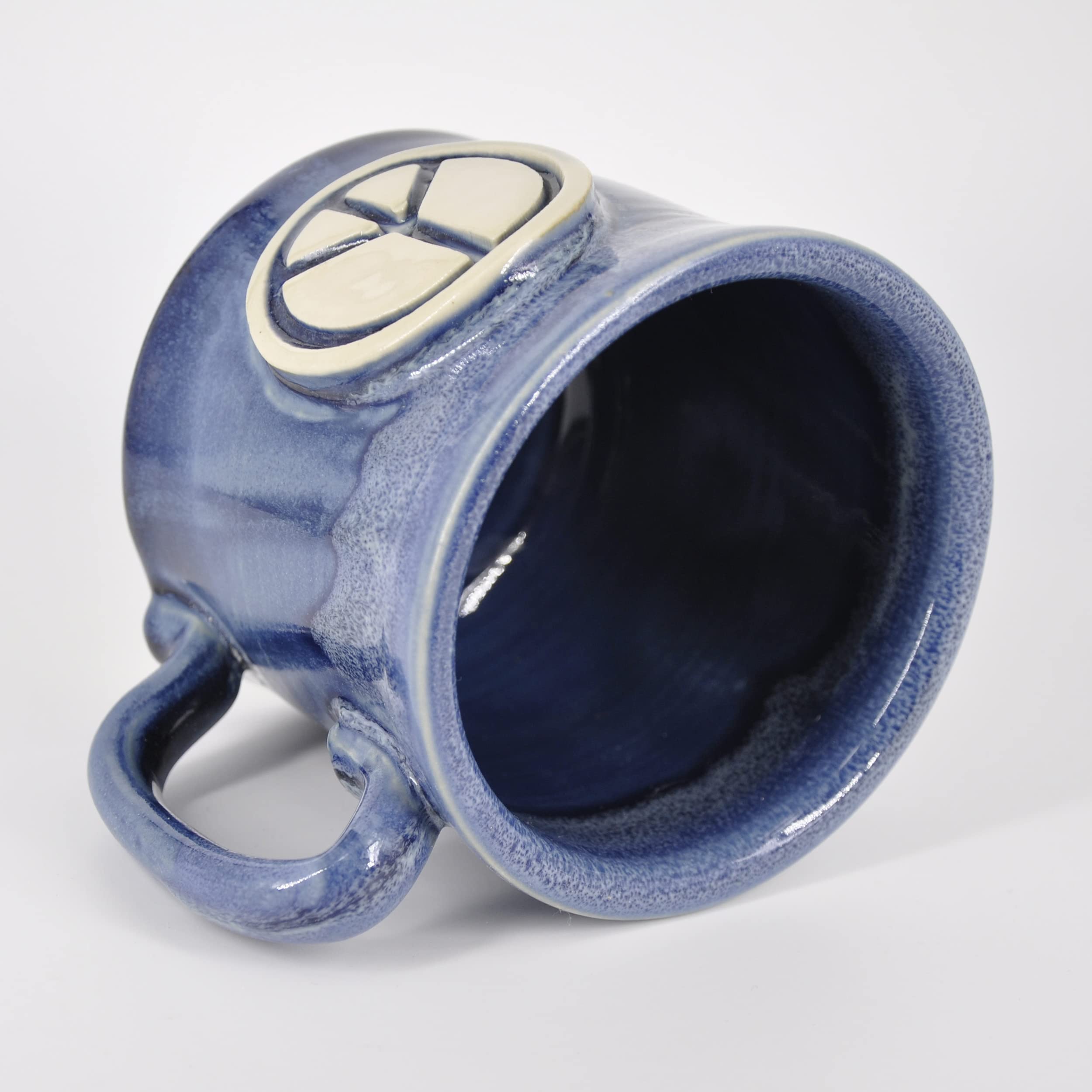 SnowSwept Studio Handmade Coffee Mug - Peace Sign 14oz Blue