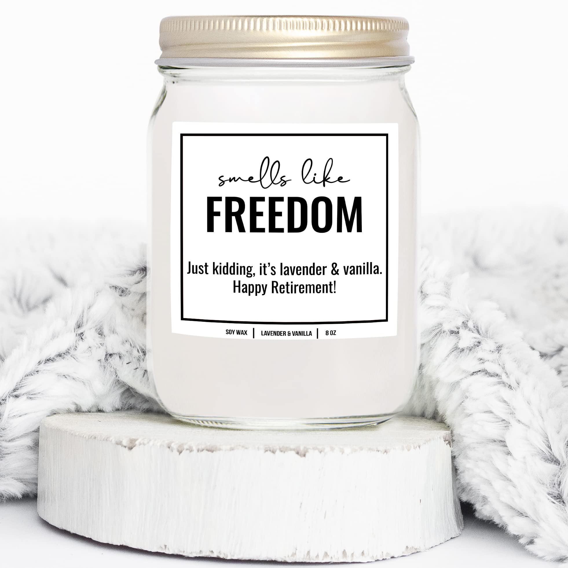 YouNique Designs Happy Retirement Candle for Women 2022, 8 Oz, Female Retirement Candle, Humorous Retirement Candle for Coworker