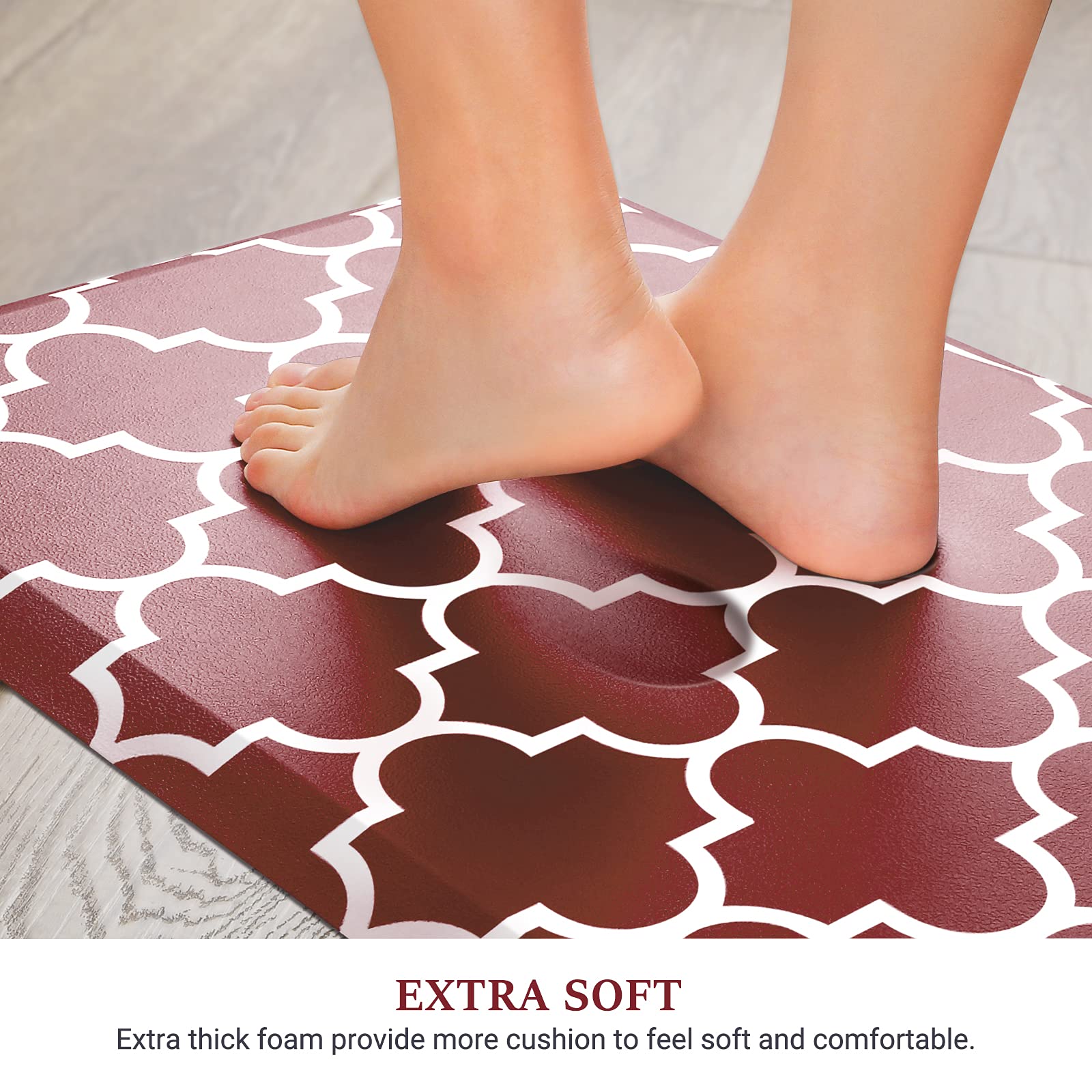 Wiselife Cushioned Anti-Fatigue Mats,17.3''X 28'',Non Slip Waterproof Heavy Duty Pvc Ergonomic Comfort Rug For Kitchen, Floor Ho