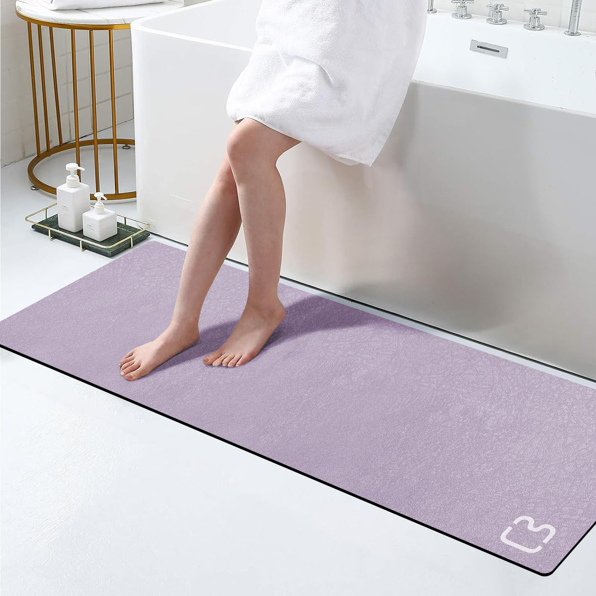 Diatomaceous Earth Bath Mat 17'' X 59'' Extra Long Bathroom Mat Large Fast Dry Super Absorbent Non-Slip Rubber Backed Shower Mat