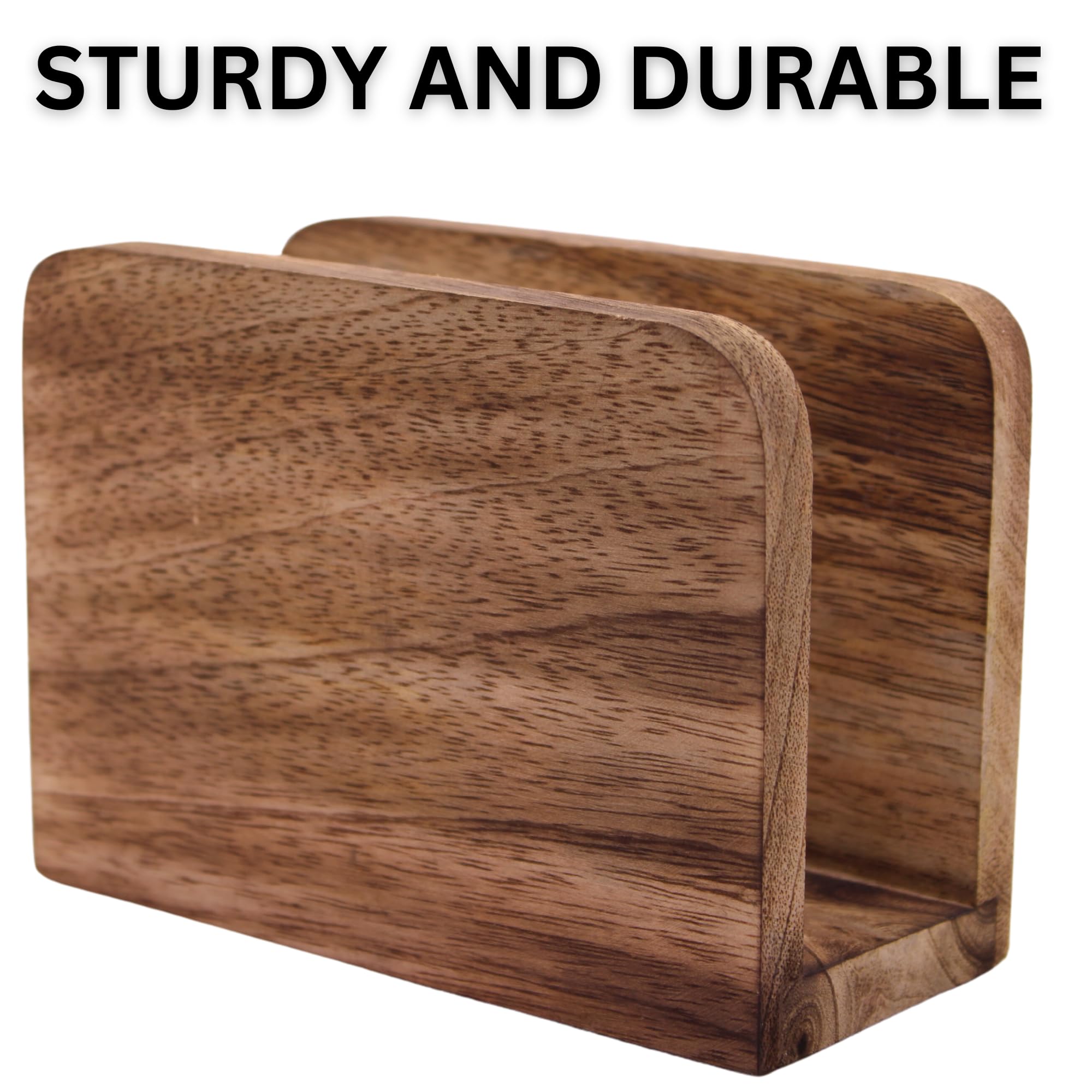 Kc Kullicraft Mango Wood Burning Finish Napkin Holders Upright Paper Napkin Storage Dispenser For Kitchen, House, Party, Restaur