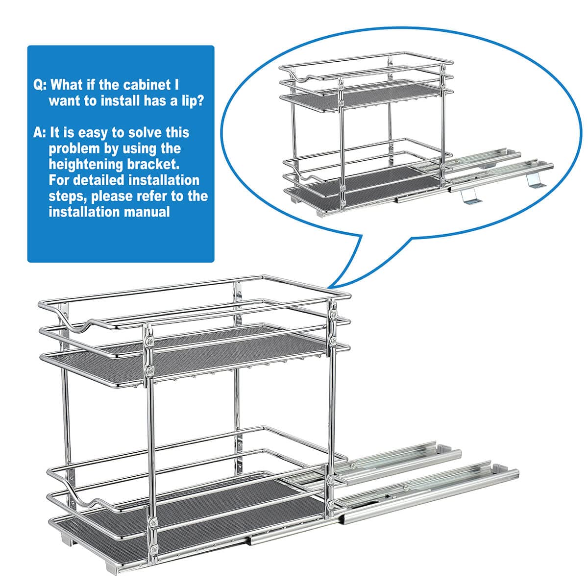 Ocg 2 Tier Pull Out Spice Rack Organizer(6.3'' W X 10'' D X 9'' H) For Cabinet, Slide Out Seasoning Organizer Fits Spices, Sauce