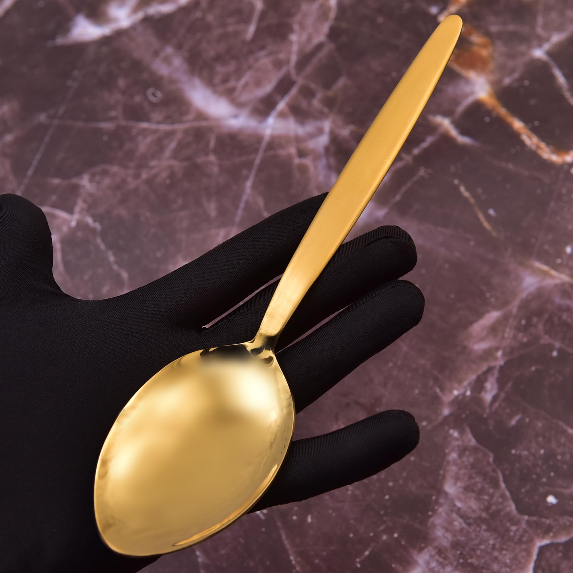 Bnazind Kunz Spoons | Gold Serving Spoon 18/10 Stainless Steel Titanium Shiny Golden Basting Spoon | Plating Spoons - Daily Chef