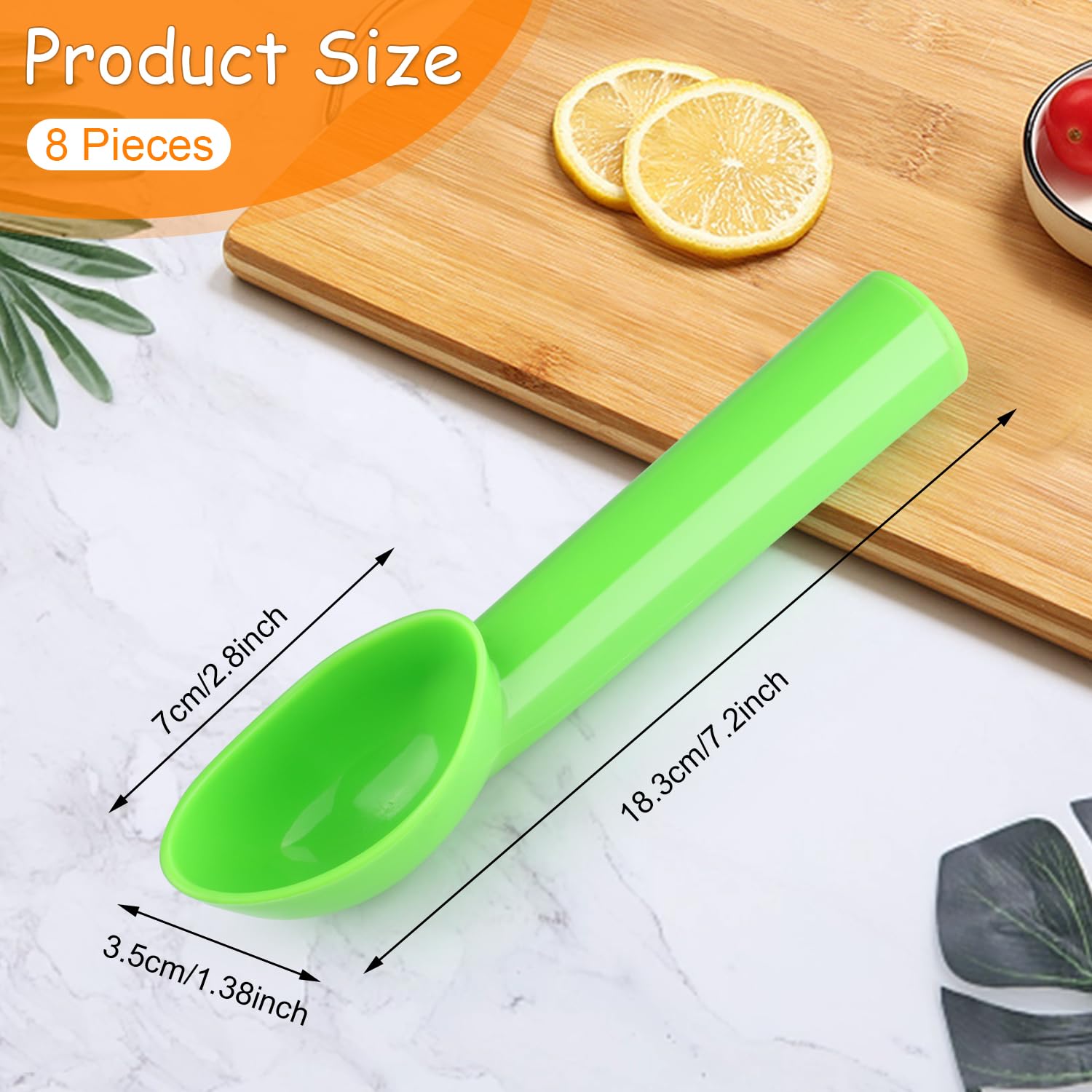 8 Pack Plastic Ice Cream Scoop Nonstick Ice Cream Spoon With Comfort Handle For Ice Cream Fruit Yogurt Potato Meat Balls Rice Di