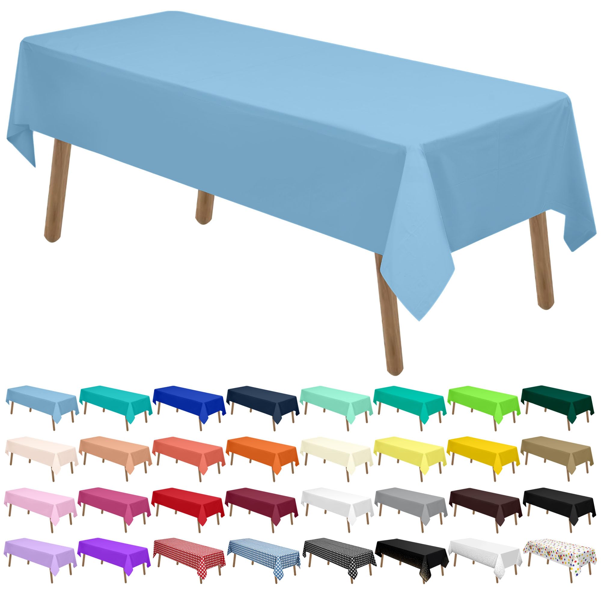 Light Blue Plastic Tablecloths 2 Pack Disposable Table Covers 54 X 108 Inch Baby Shower Party Tablecovers Peva Sky Blue Table Cl