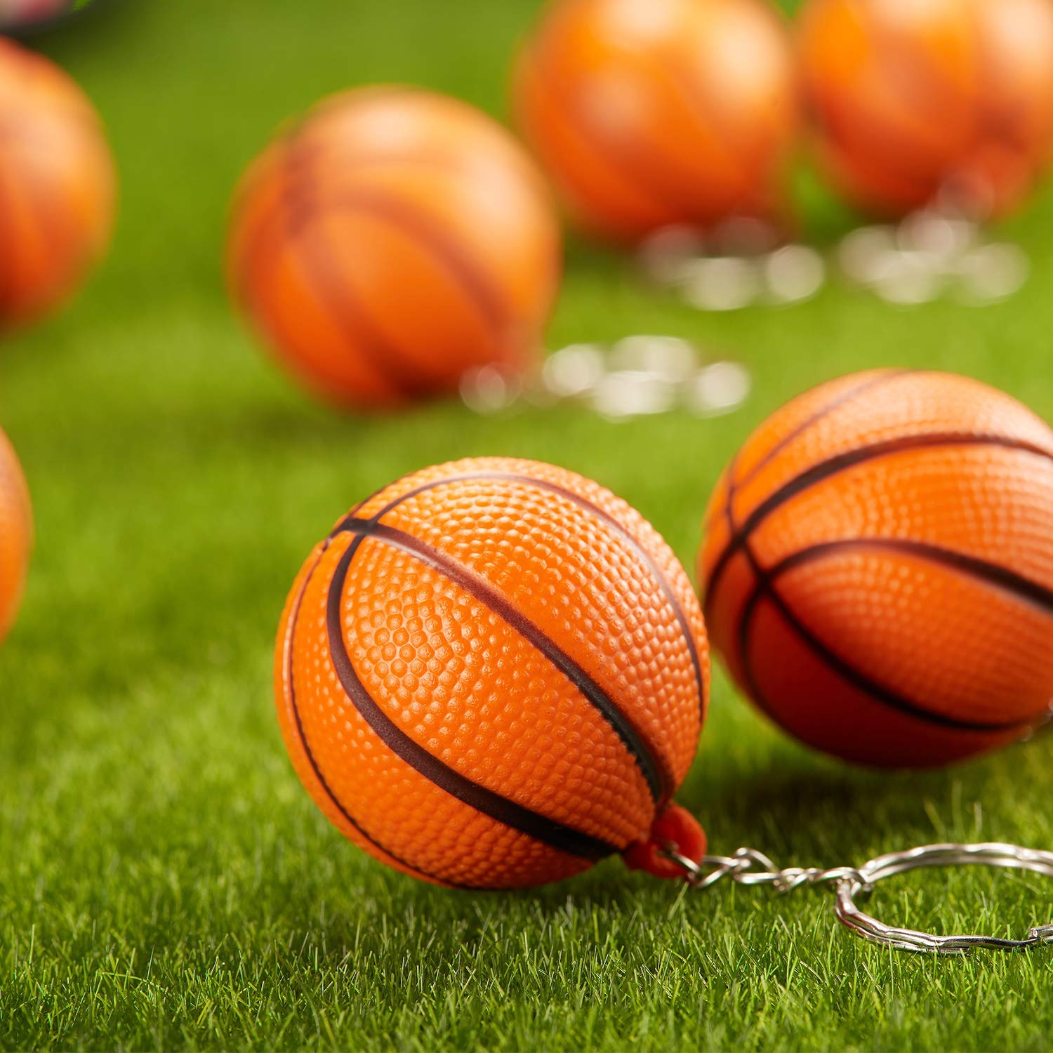 Blulu 20 Pack Orange Basketball Keychains For Party Favors, School Carnival Reward, Party Bag Gift Fillers (Basketball Keychains