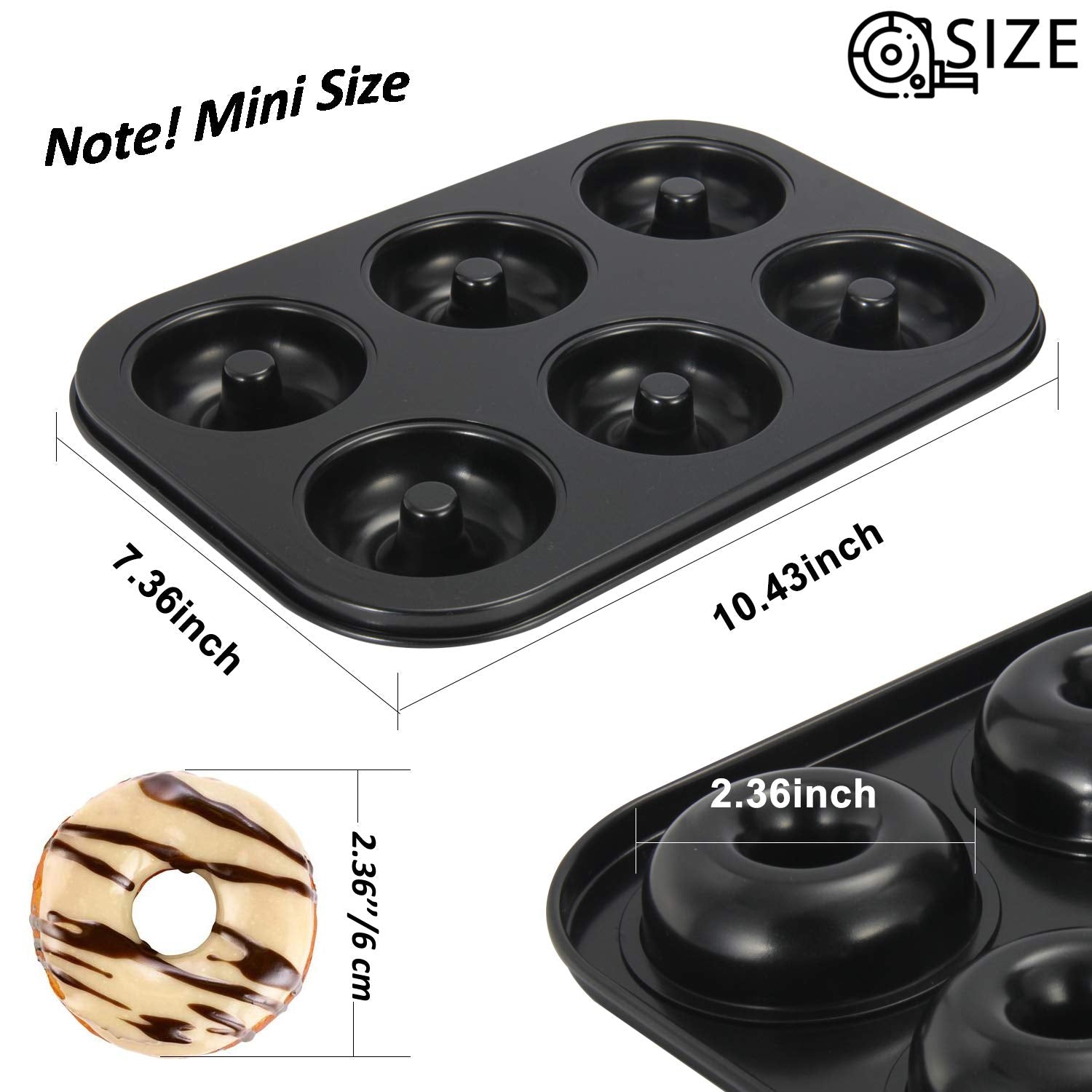 Wertioo Donut Pans 2 Pack, Non-Stick 6-Cavity Mini Baking Pans, High-Grade Carbon Steel Donut Mold - Bagels Doughnuts Biscuit Ca
