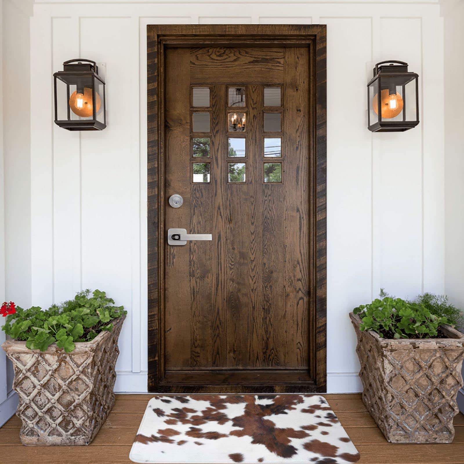 Brown Cowhide Cow Print Western Bathroom Decor Bath Mats, Soft Absorbent Bath Rug Non-Slip Floor Rug Carpets For Kitchen Bathroo