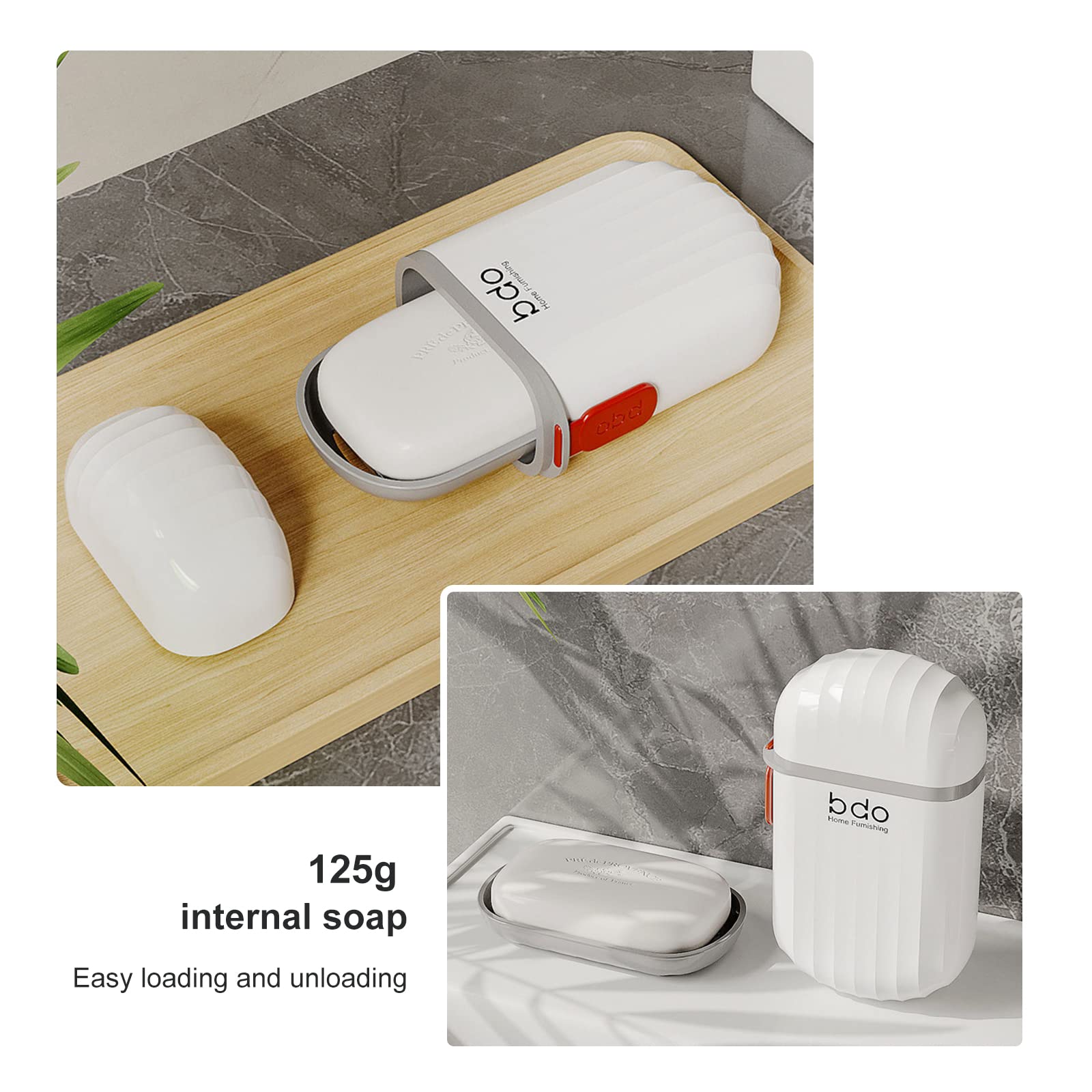 Hooshion Soap Holder, 2-Pack Travel Soap Container With Lid, Portable Leak-Proof Soap Box For Bathroom Camping Travel Gym