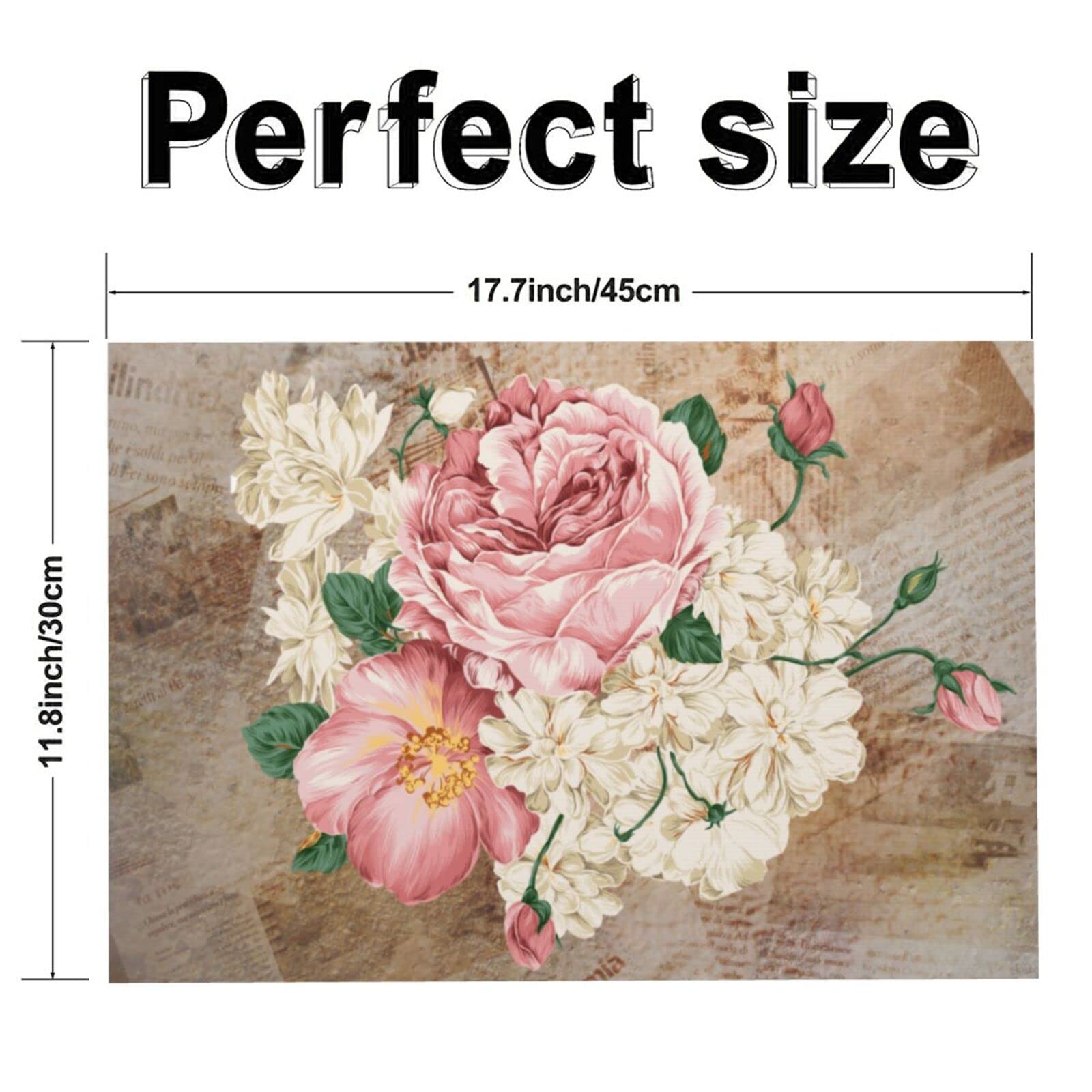 Vintage Rose Cloth Placemats For Dining Table Set Of 4 Woven Place Mats Rectangle Fabric Table Mats