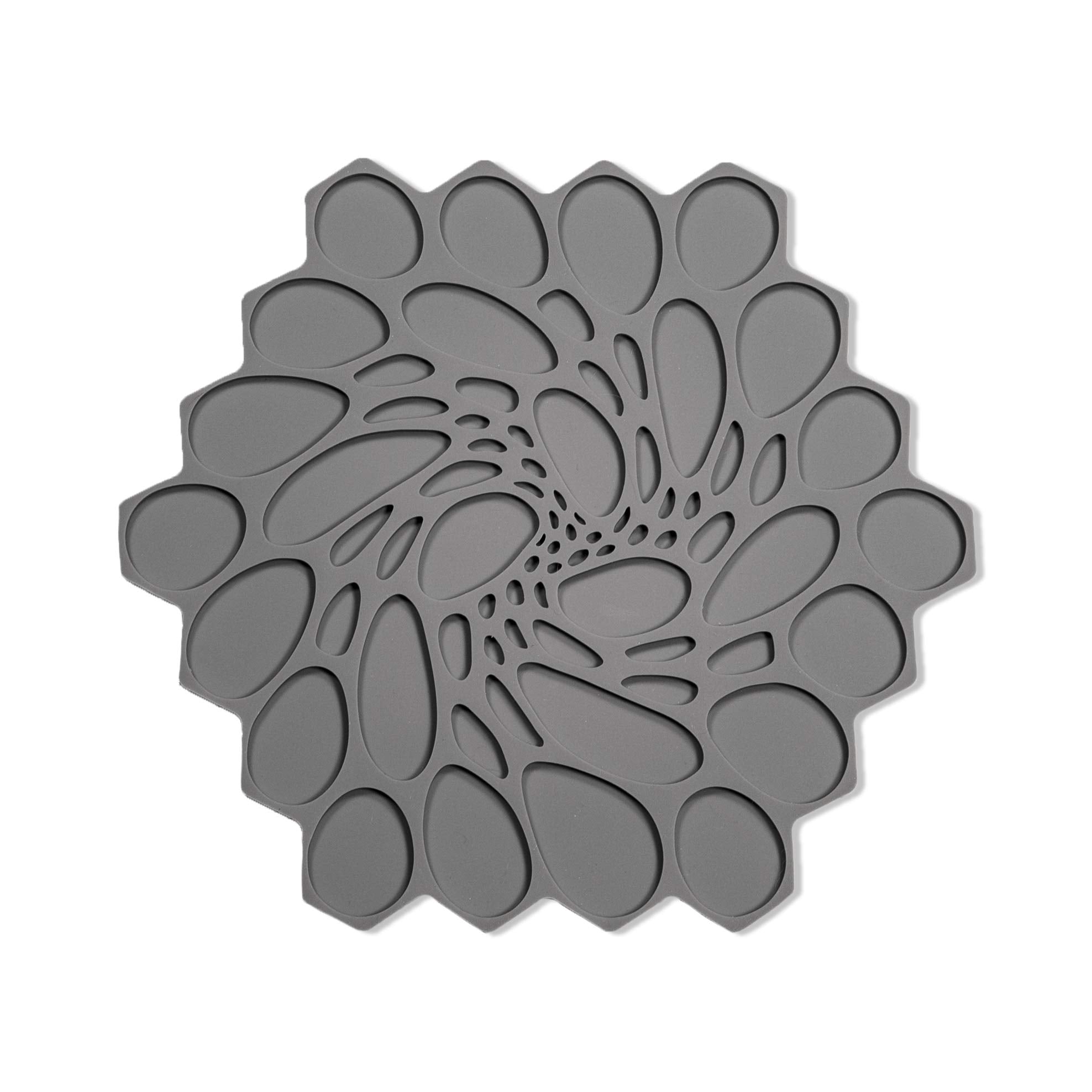 Modern-Twist 7 X 7 Hive Silicone Trivet, Heat Resistant Up To 675F, Non Slip, Protects Table From Heat, Cement, Pack Of 1