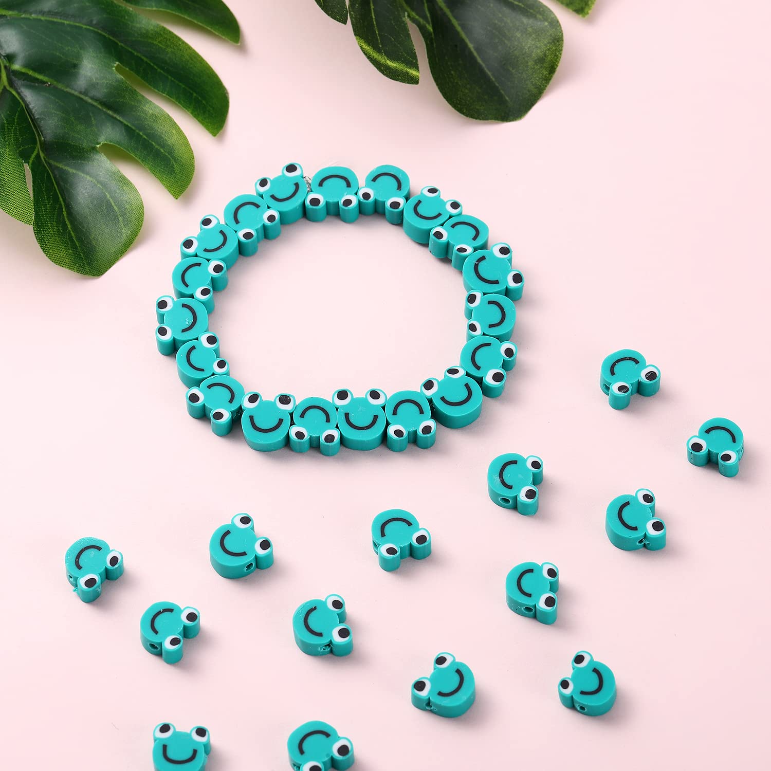 100Pcs Frog Polymer Clay Spacer Beads For Women Girls Jewelry Making Diy Bracelet Necklace Hair Clip Accessories (Frog)