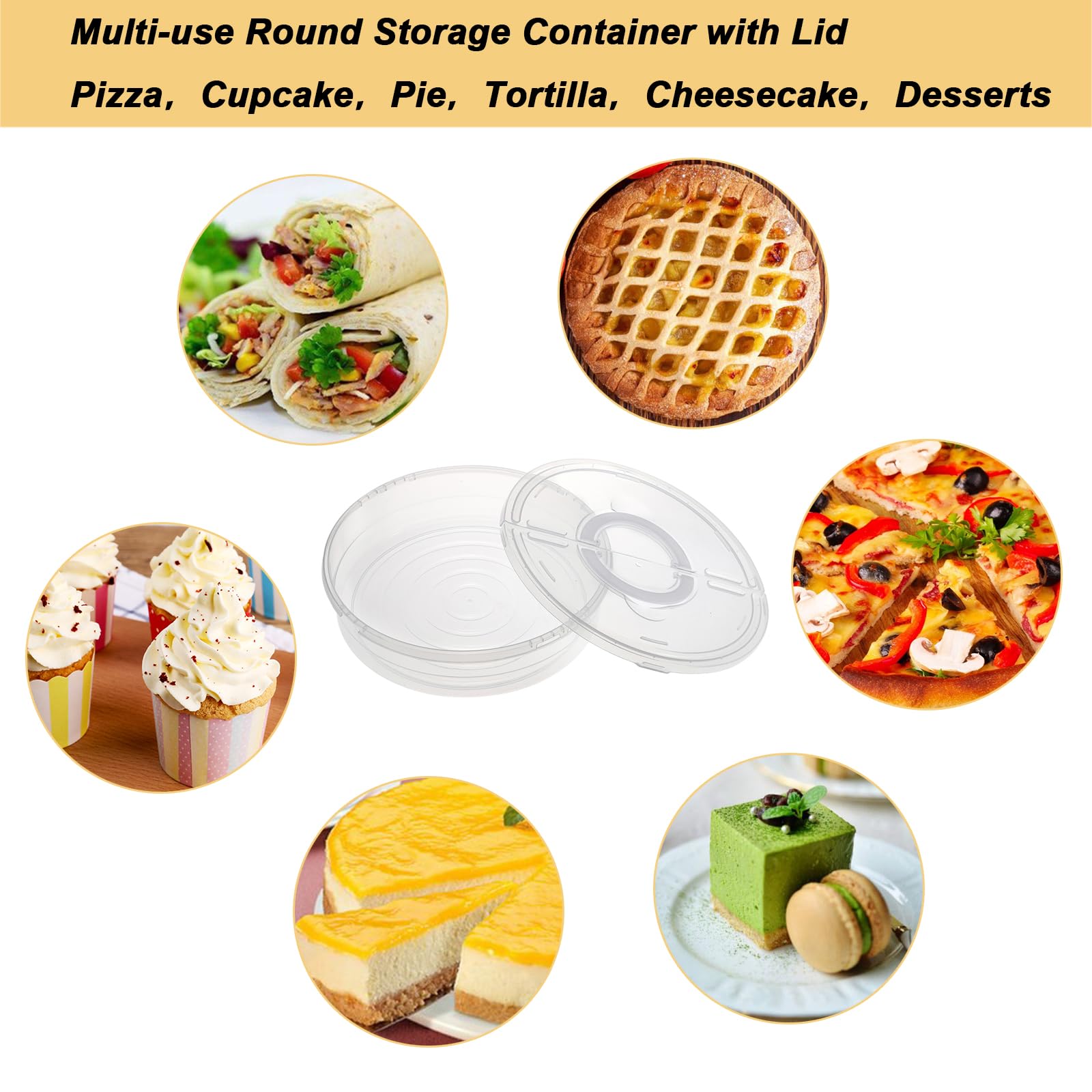 Btsky Clear Plastic Pizza Container With Lid And Handle 12 Inch Round Pie Carrier With Lid Portable Pizza Keeper Reusable Food S