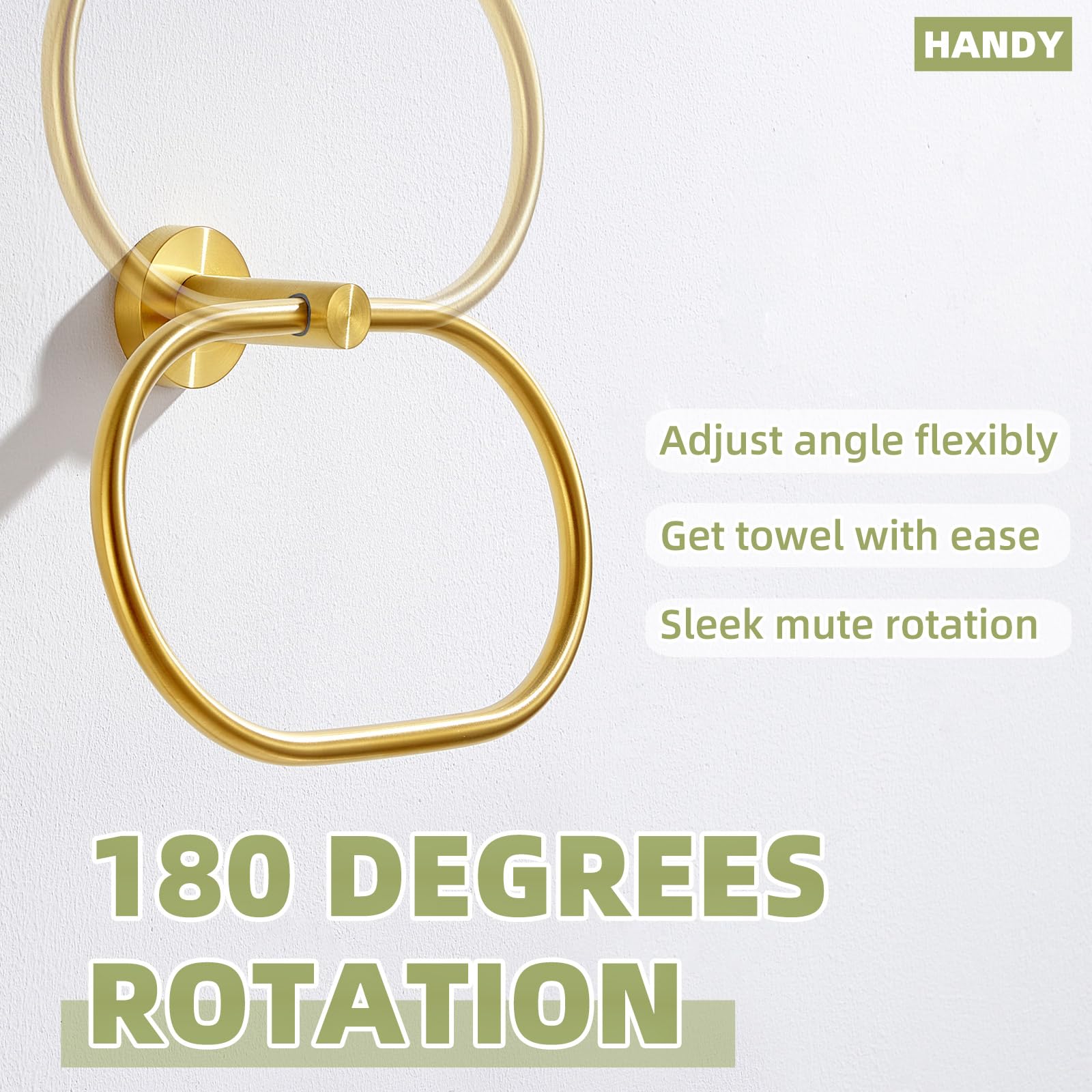 Bath Towel Ring Brushed Gold, Aplusee 304 Stainless Steel Swivel Hand Towel Holder Dry Rack Near The Sink, Modern Bathroom Acces