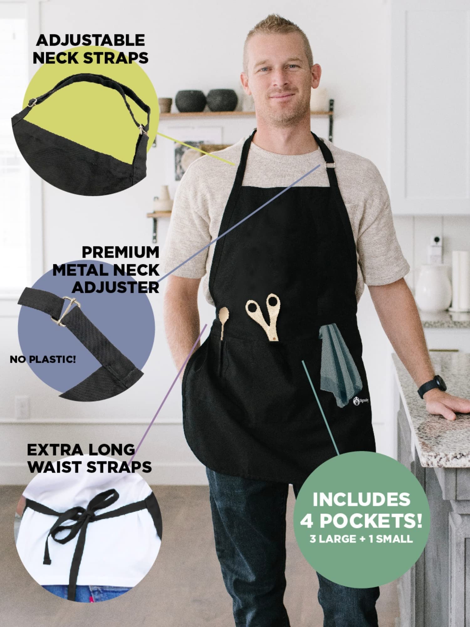 Bbq Grill Apron - I Turn Grills On - Funny Apron For Dad - 1 Size Fits All Chef Apron Poly/Cotton 4 Utility Pockets, Adjustable