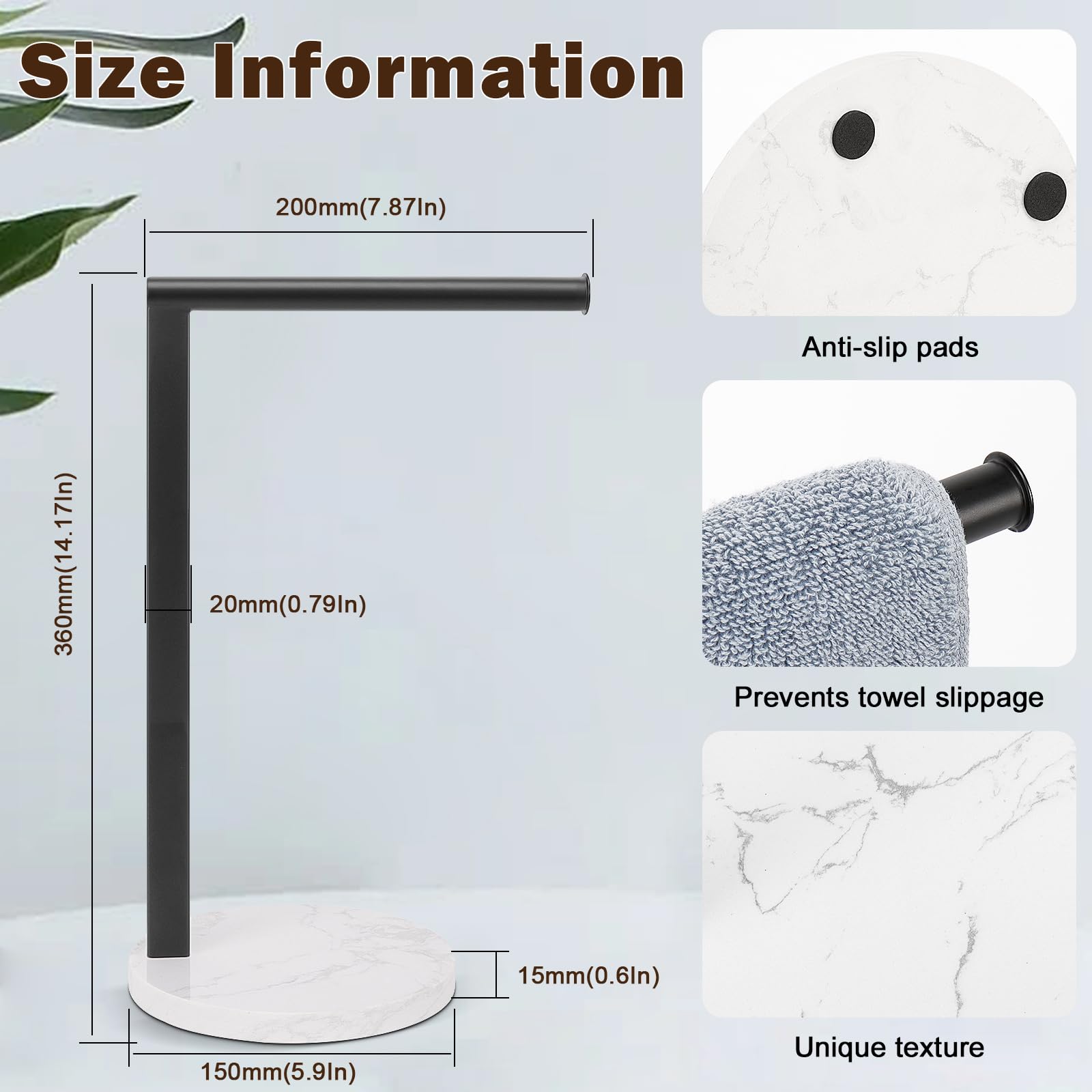 Siyzda Hand Towel Holder Stand For Bathroom, L- Shaped Standing Hand Towel Rack, Towel Bar Kitchen Vanity Countertop Organizer,